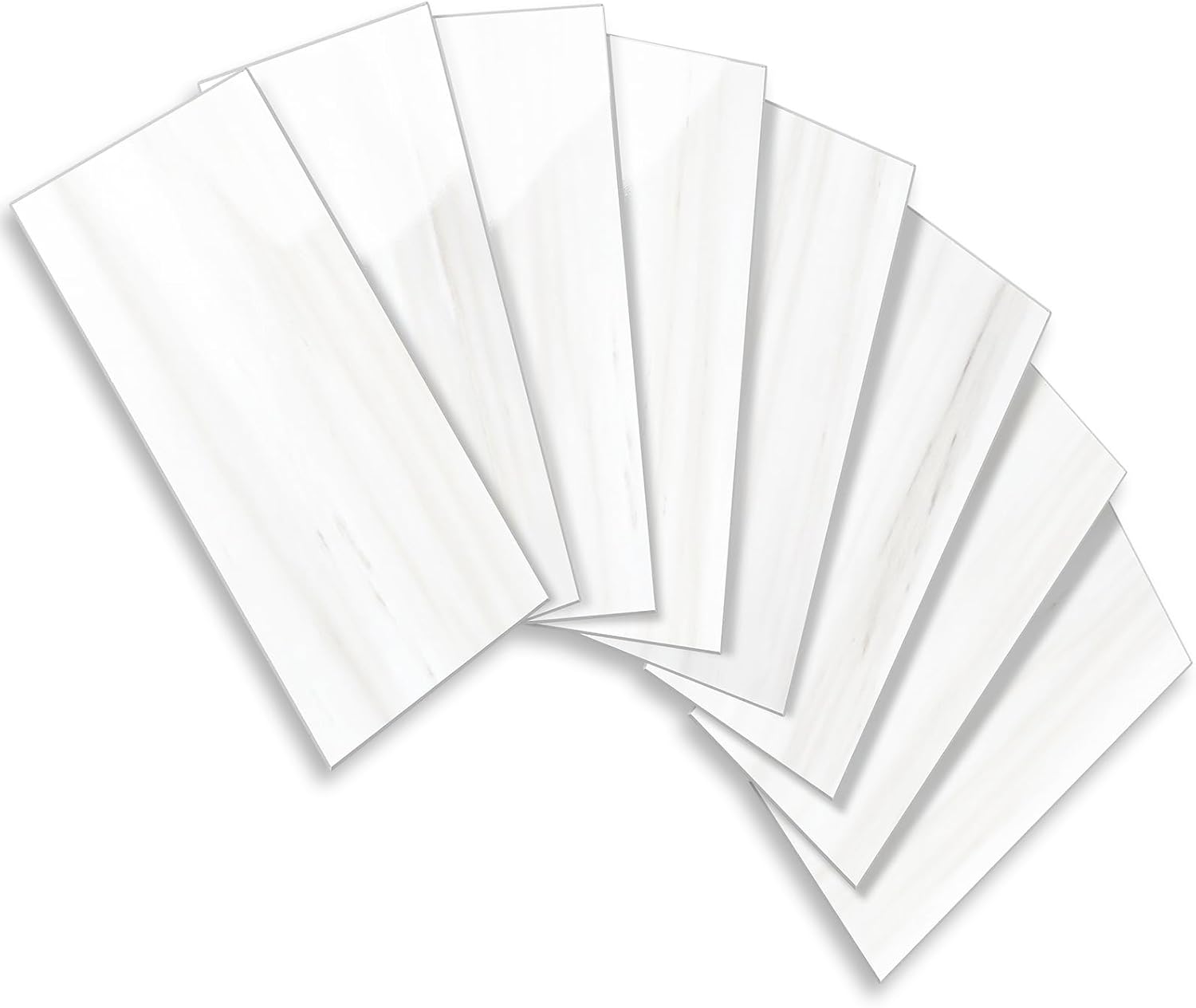 Vamos Tile 100-Piece Glossy Dolomite White Peel and Stick Backsplash Tile,3''x6'' PVC Subway Tile with White Grout, Stick on Backsplash for Kitchen/Bathroom/Fireplace