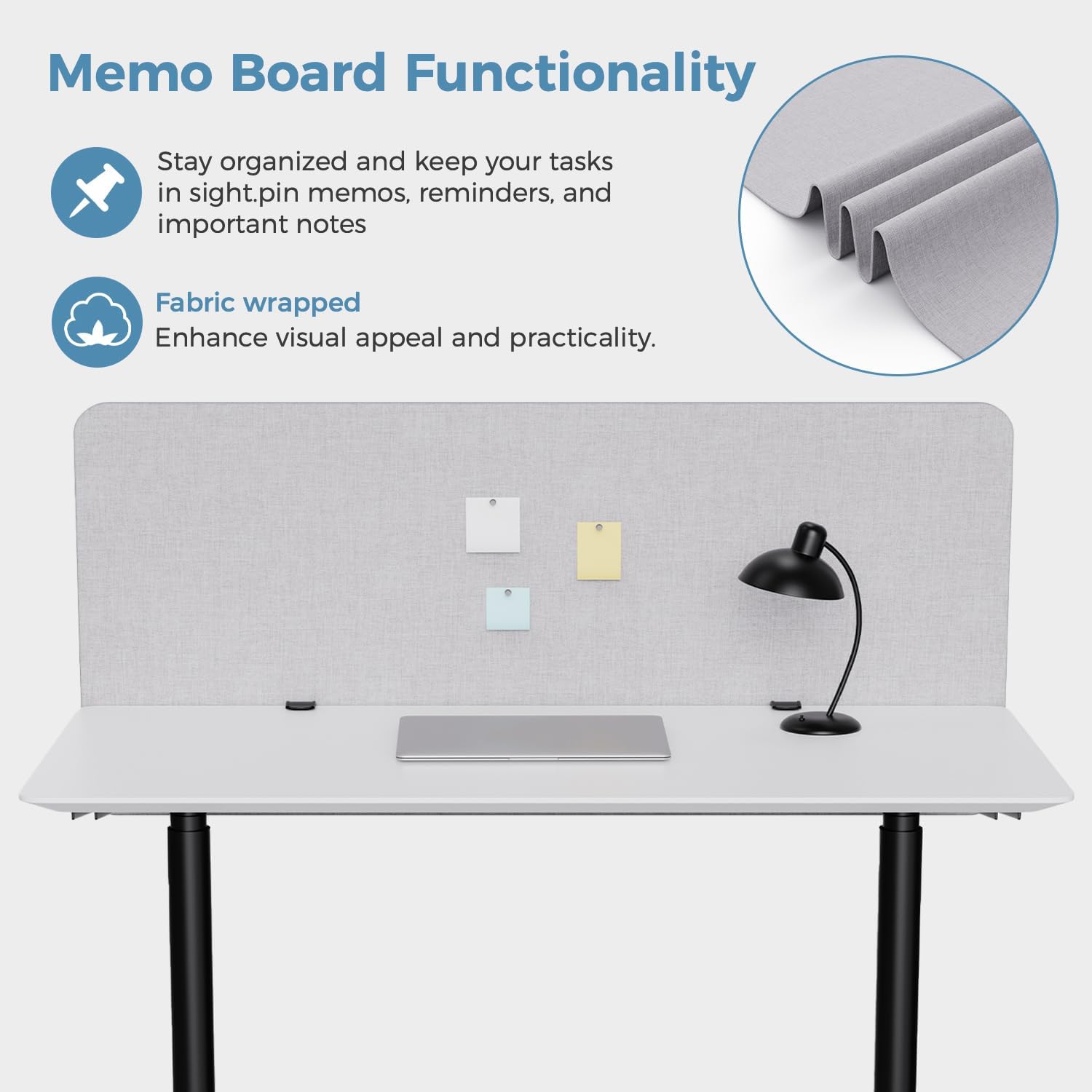 47.2" Privacy Desk Divider Panel, Acoustic Divider Panels for Office, Clamp-on Cubicle Office Room Dividers, Easy Assemble, Light Grey