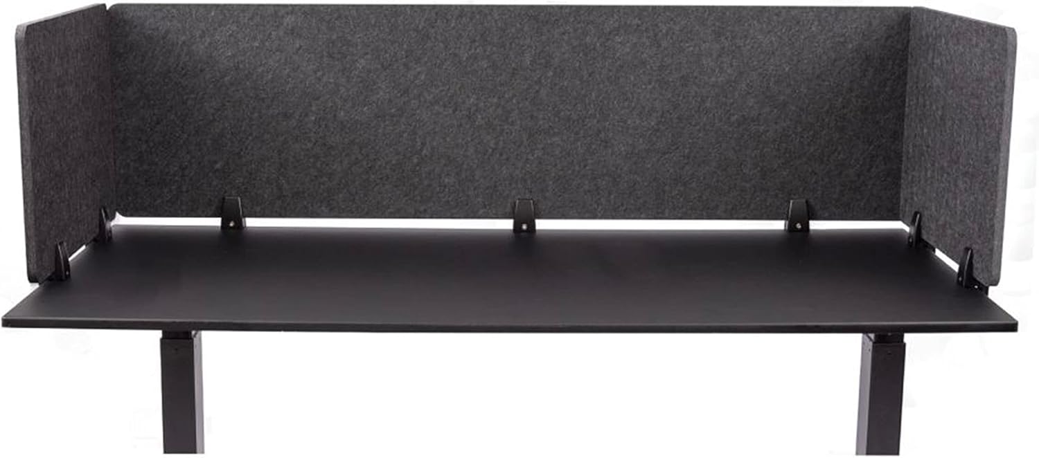 Stand Up Desk Store ReFocus Raw Clamp-On Acoustic Desk Divider Mounted Privacy Panel to Reduce Noise and Visual Distractions (Anthracite Gray, 47.25" x 16")