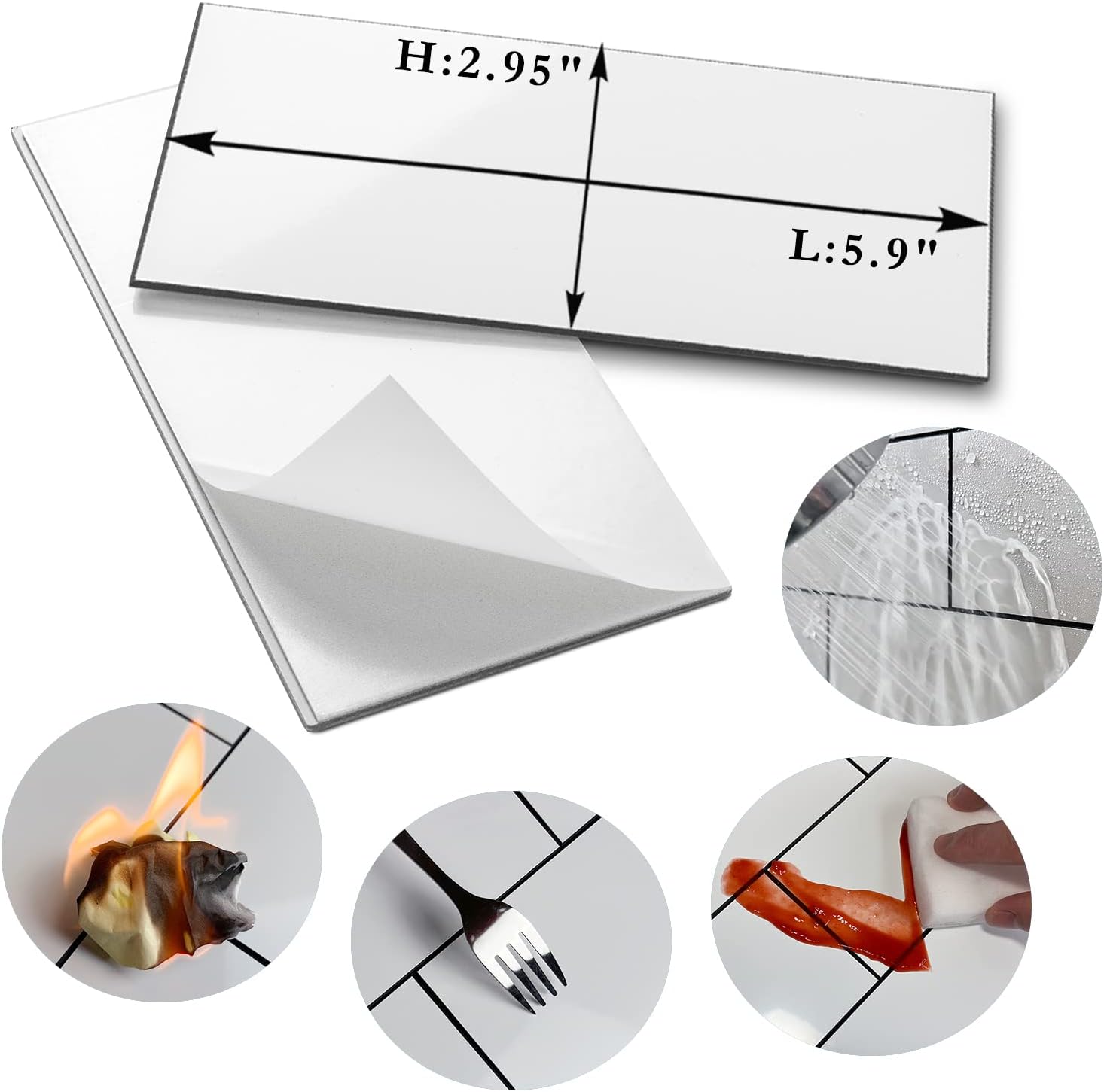 AULIGET 100-Piece Polished White Thick PVC Peel and Stick Backsplash, 3" x 6" Waterproof Subway Tile Peel and Stick Wall Tiles for Kitchen & Bathroom