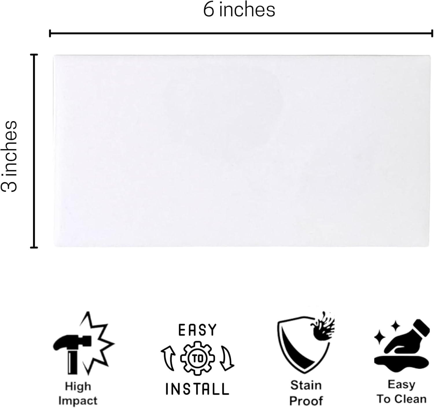 Tenedos USCT 3x6 Glossy White Ceramic Subway Tile – Box of 10 Shiny Wall Tiles for Kitchen Backsplash, Bathroom, Shower, Accent Walls – Easy to Clean & Classic