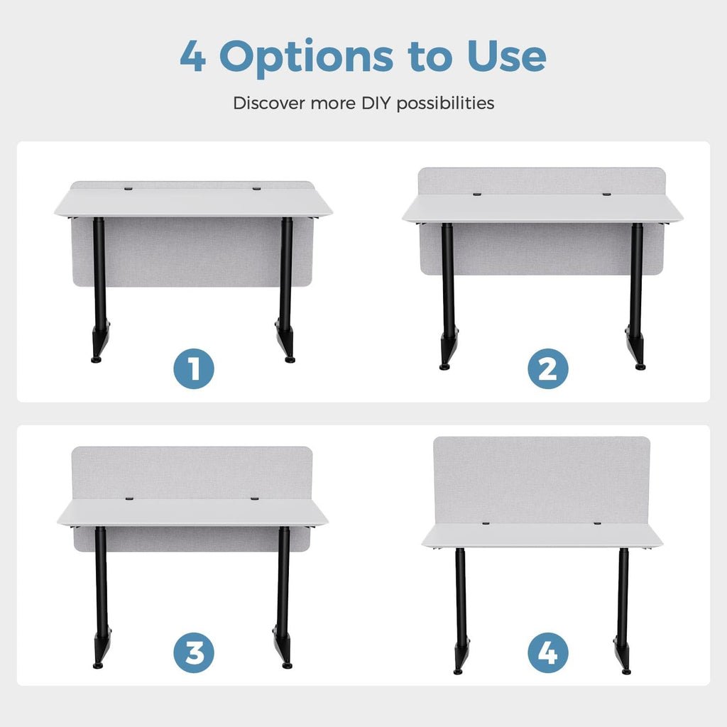 47.2" Privacy Desk Divider Panel, Acoustic Divider Panels for Office, Clamp-on Cubicle Office Room Dividers, Easy Assemble, Light Grey