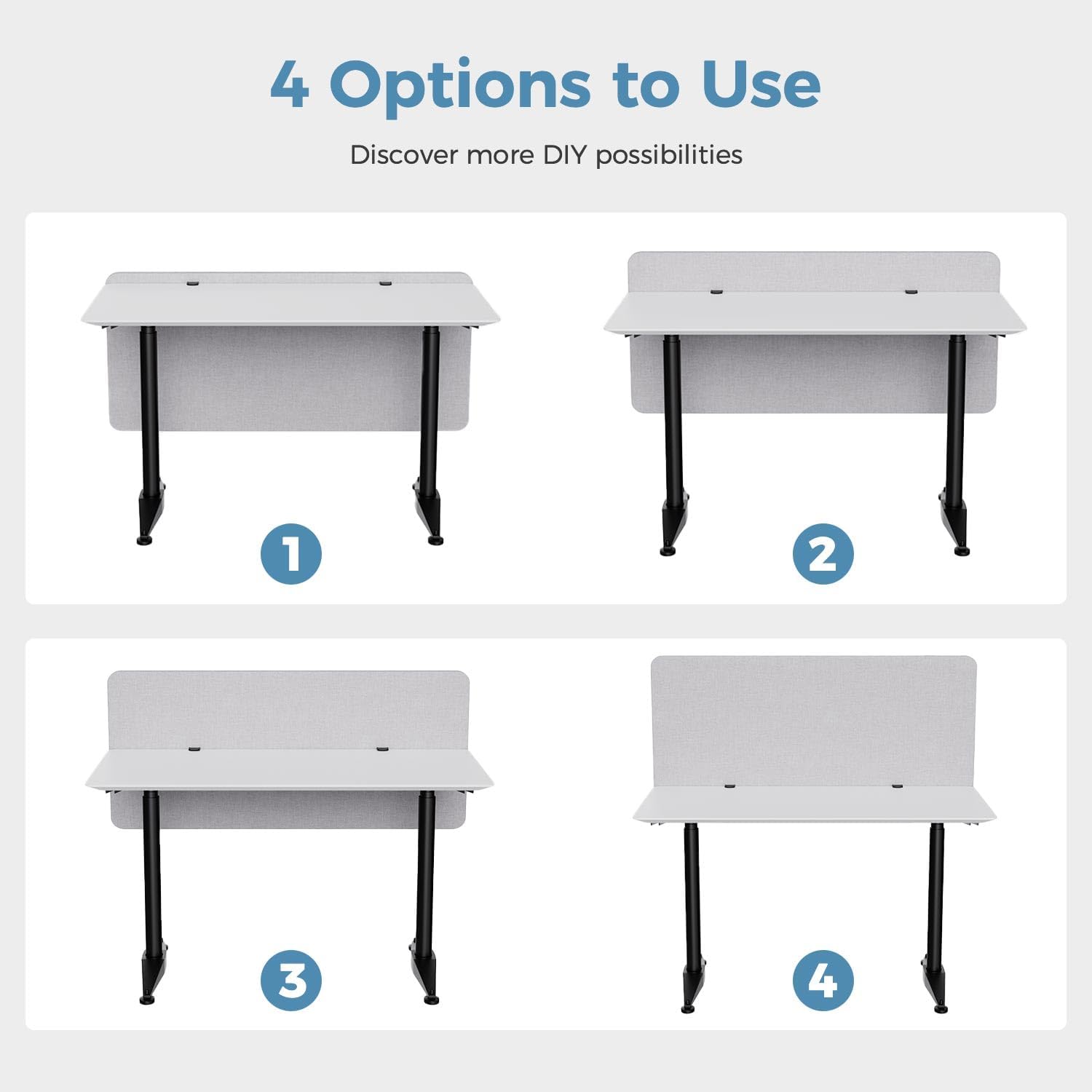 47.2" Privacy Desk Divider Panel, Acoustic Divider Panels for Office, Clamp-on Cubicle Office Room Dividers, Easy Assemble, Light Grey