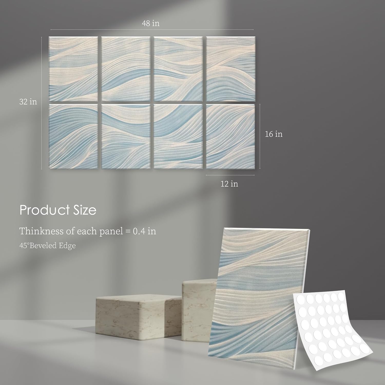 8-Pack Art Acoustic Panels Sound Absorbing Panels, 48x32 Inch Decorative Acoustic Panels, Sound Absorbing Wall Art with Nano Glue for Recording and Home Studio, Office,Conference