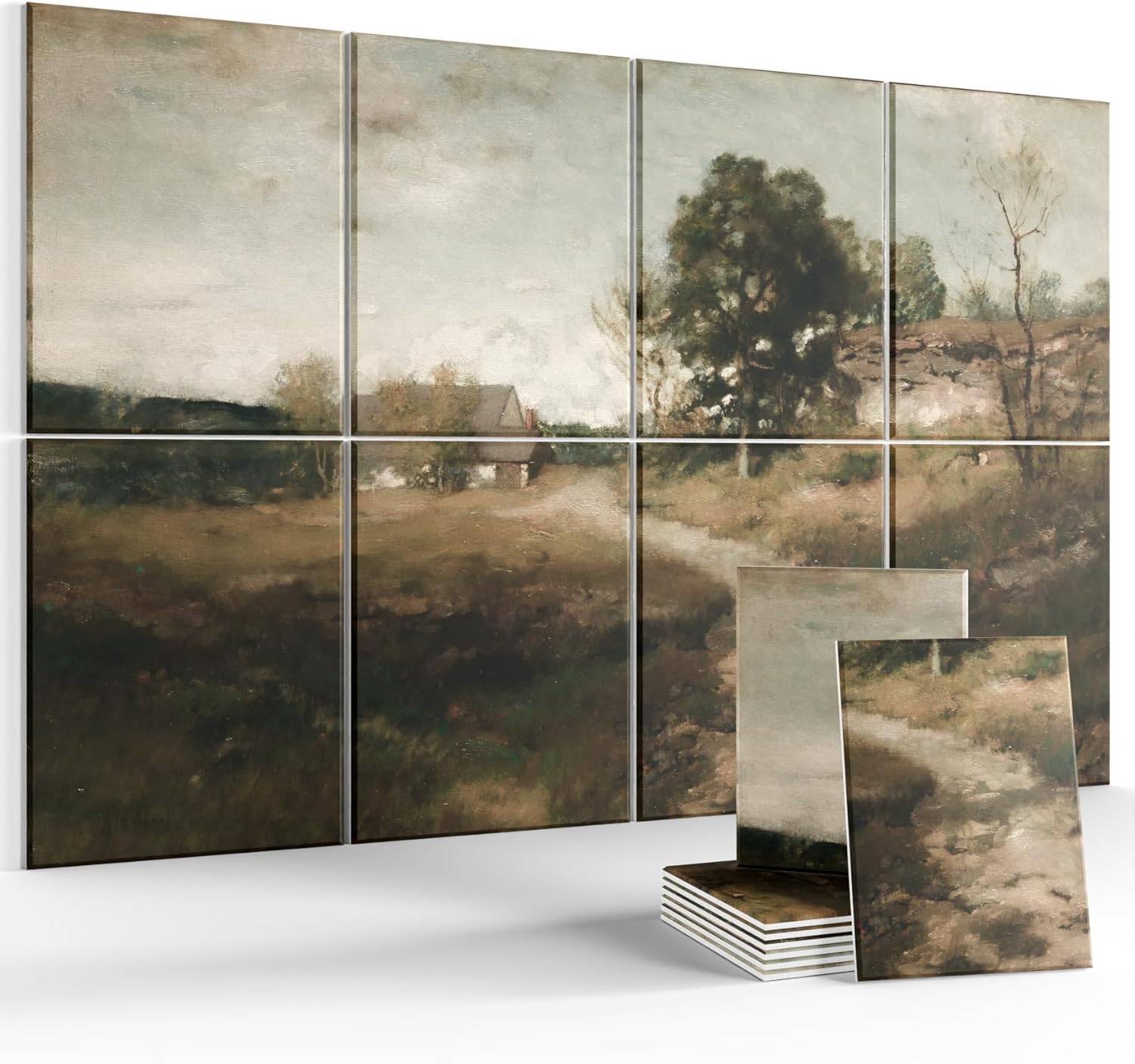 Wall Art Acoustic Panels,47''X31''Sound Absorbing Panels-8-Pack with 50 Adhesive Tabs, Decorative Sound Absorbing Panels for Living Room and Recording Studio, Offices-Champ Fleuri