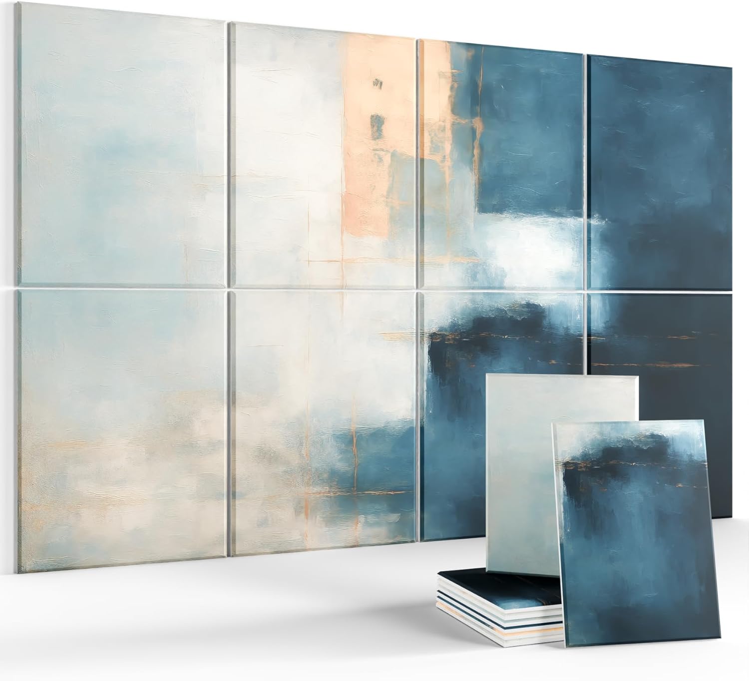 Wall Art Acoustic Panels,47''X31''Sound Absorbing Panels-8-Pack with 50 Adhesive Tabs, Decorative Sound Absorbing Panels for Living Room and Recording Studio, Offices-Champ Fleuri