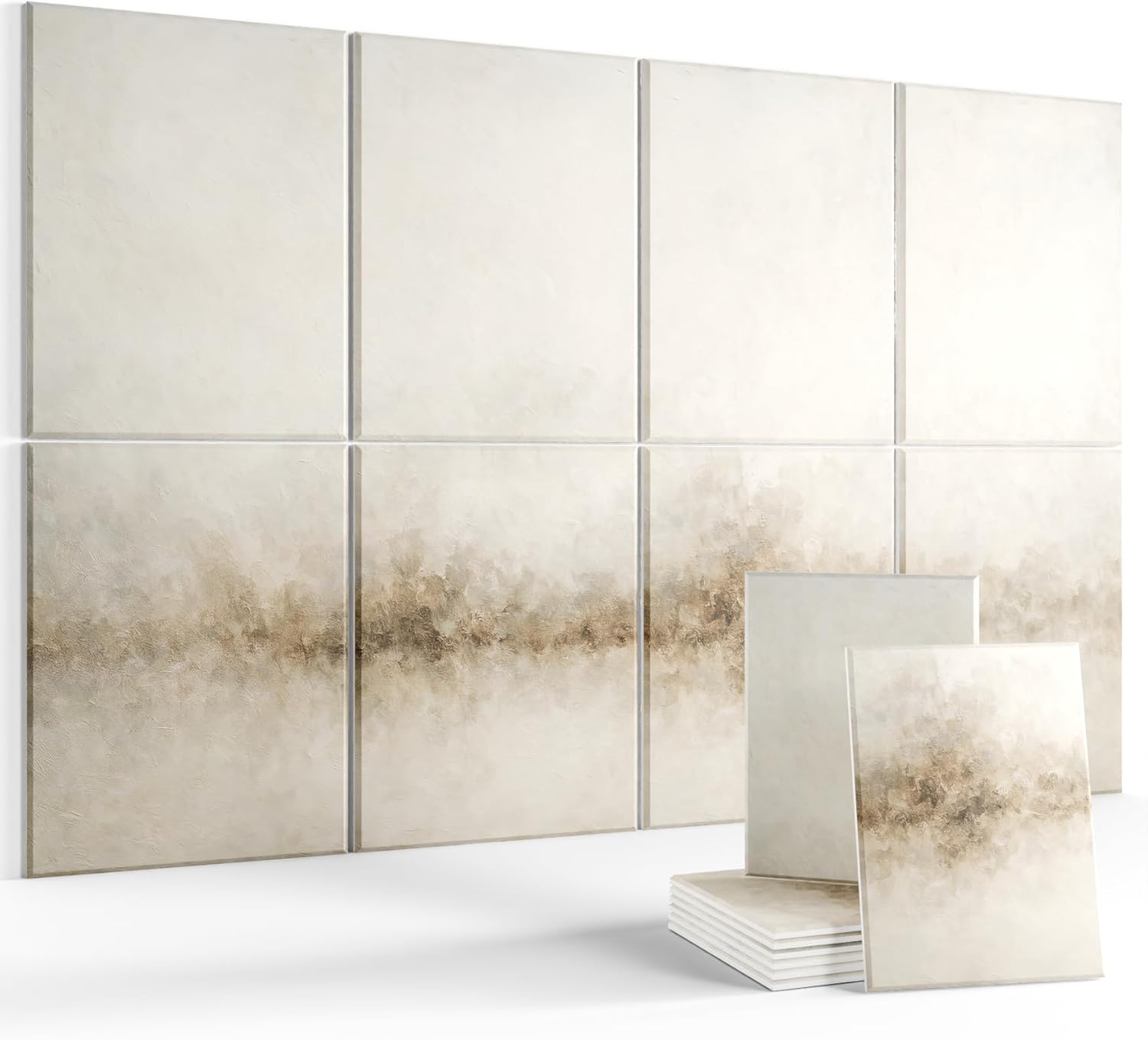 Wall Art Acoustic Panels,47''X31''Sound Absorbing Panels-8-Pack with 50 Adhesive Tabs, Decorative Sound Absorbing Panels for Living Room and Recording Studio, Offices-Champ Fleuri