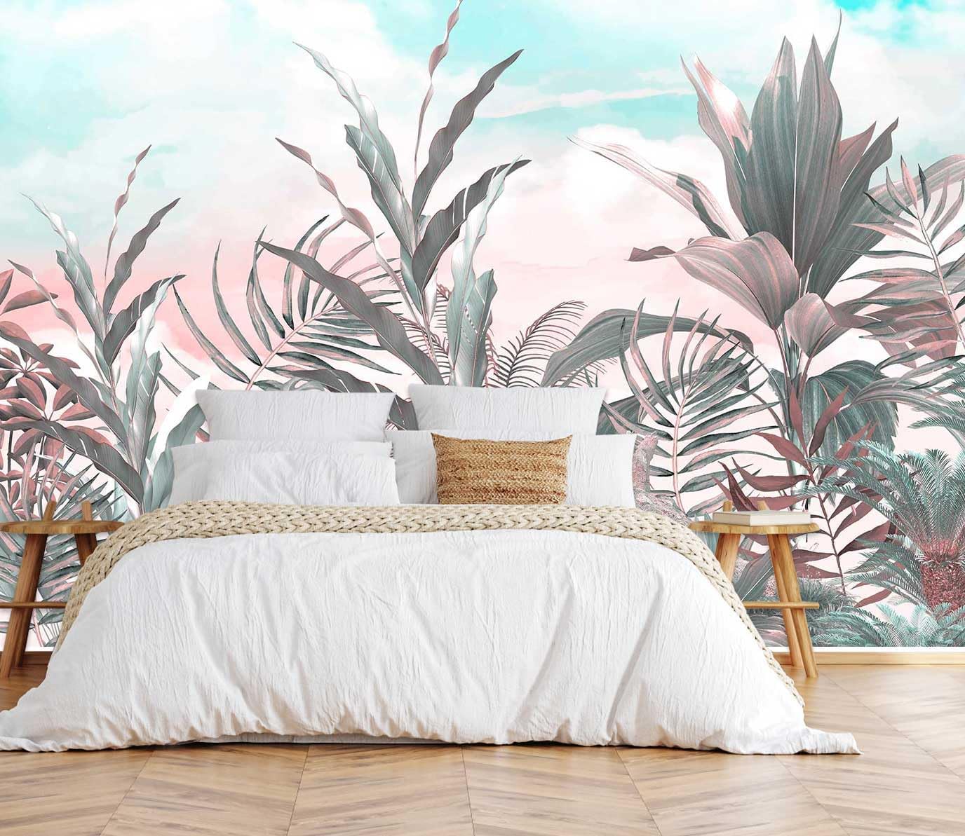 3D Wallpaper Illustration Beige Background Large White Abstract Gold Leaf Flower for Living Room Bedroom Backdrop Decoration（Non-self-Adhesive）