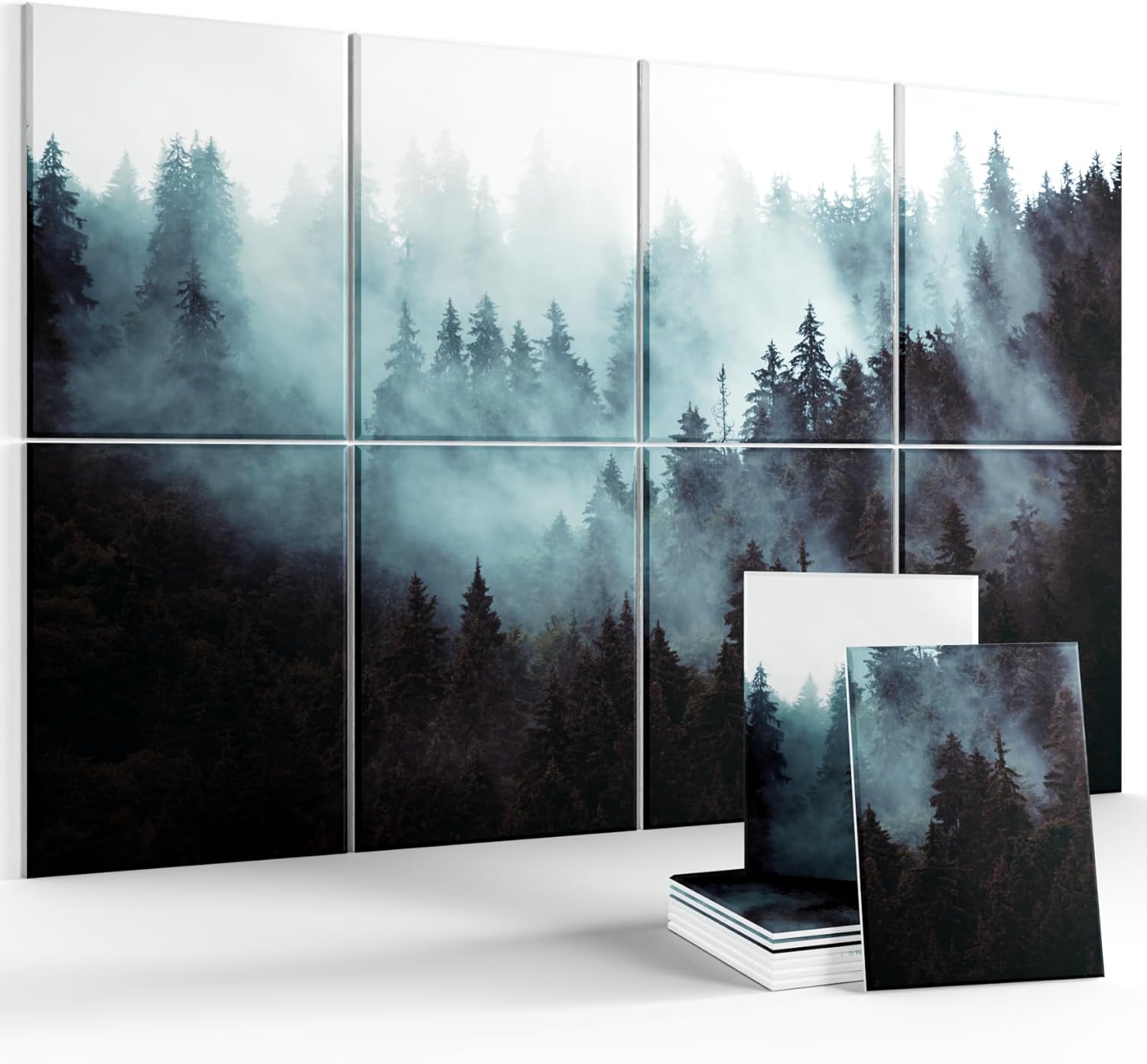 Wall Art Acoustic Panels,47''X31''Sound Absorbing Panels-8-Pack with 50 Adhesive Tabs, Decorative Sound Absorbing Panels for Living Room and Recording Studio, Offices-Champ Fleuri