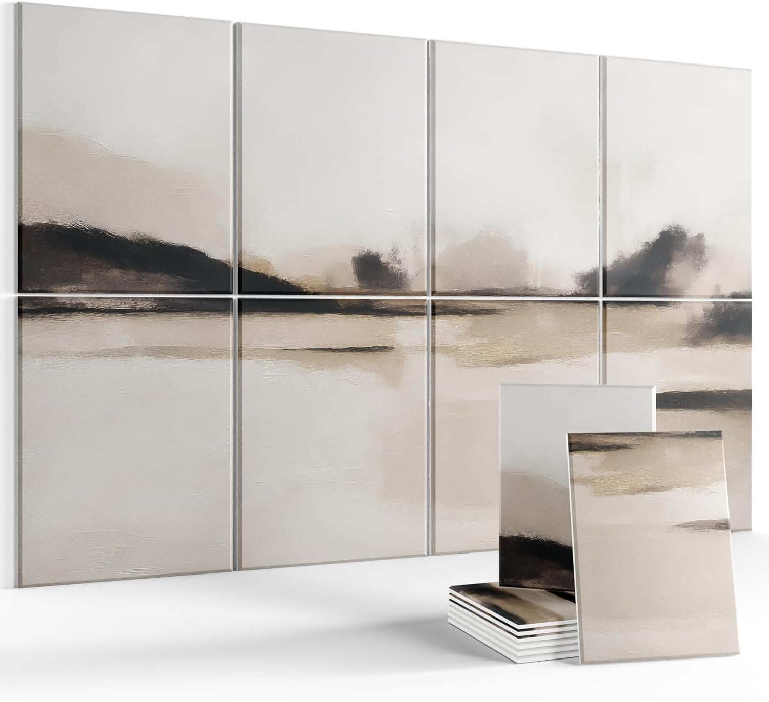 Wall Art Acoustic Panels,47''X31''Sound Absorbing Panels-8-Pack with 50 Adhesive Tabs, Decorative Sound Absorbing Panels for Living Room and Recording Studio, Offices-Champ Fleuri