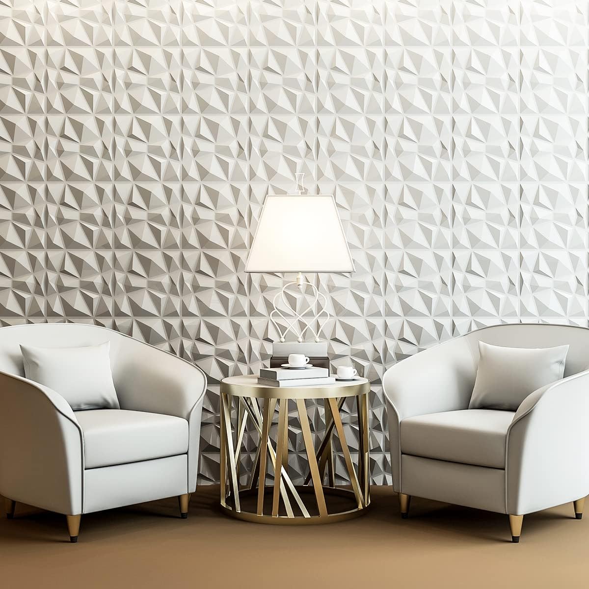 Art3d Decorative 3D Wall Panels in Diamond Design, 11.8"x11.8" Matt White (33 Pack)