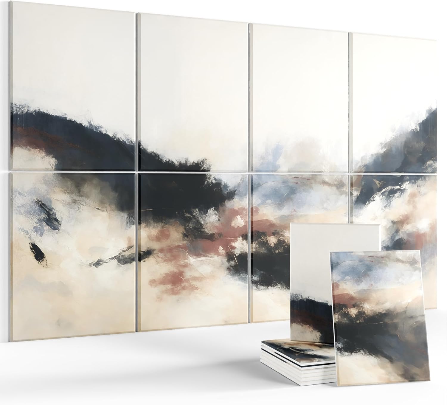 Wall Art Acoustic Panels,47''X31''Sound Absorbing Panels-8-Pack with 50 Adhesive Tabs, Decorative Sound Absorbing Panels for Living Room and Recording Studio, Offices-Champ Fleuri