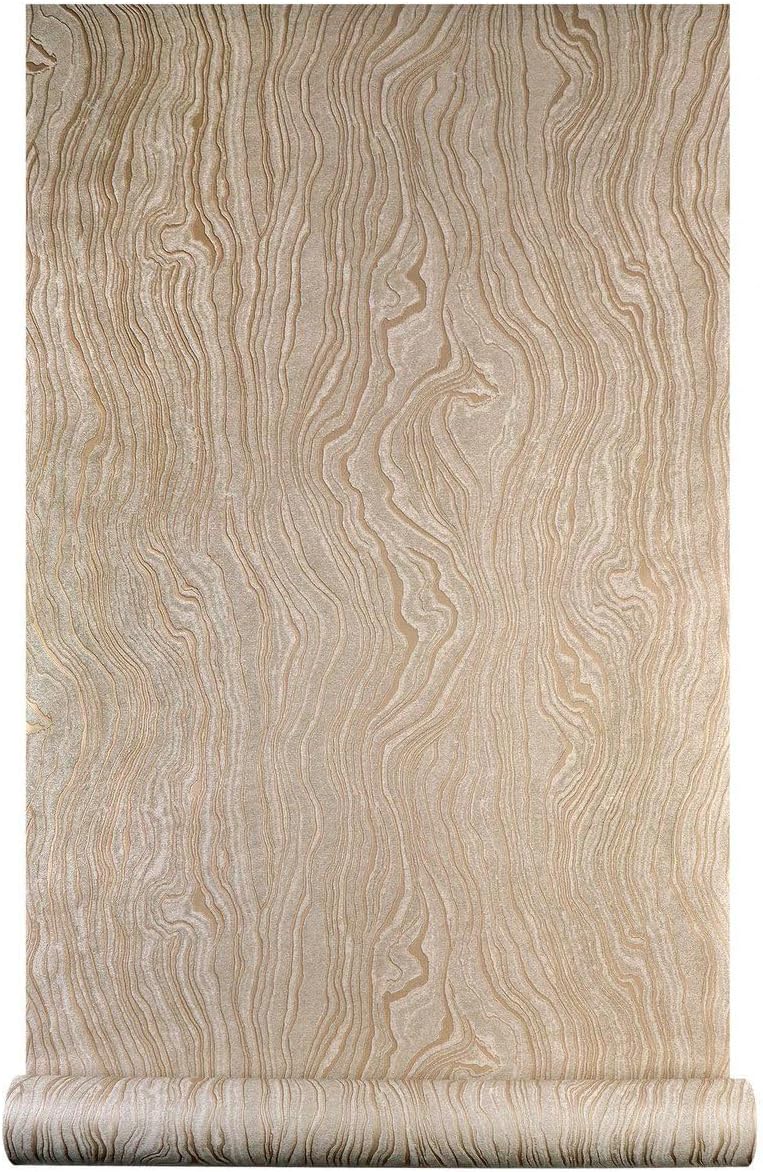 Gold Khaki Wood Peel and Stick Wallpaper Stripe, 20.8" x 118" (53cm x300cm), Removable, Self-Adhesive, 3D, Modern, Rustic, Industrial, Bathroom, Bedroom, Decorating