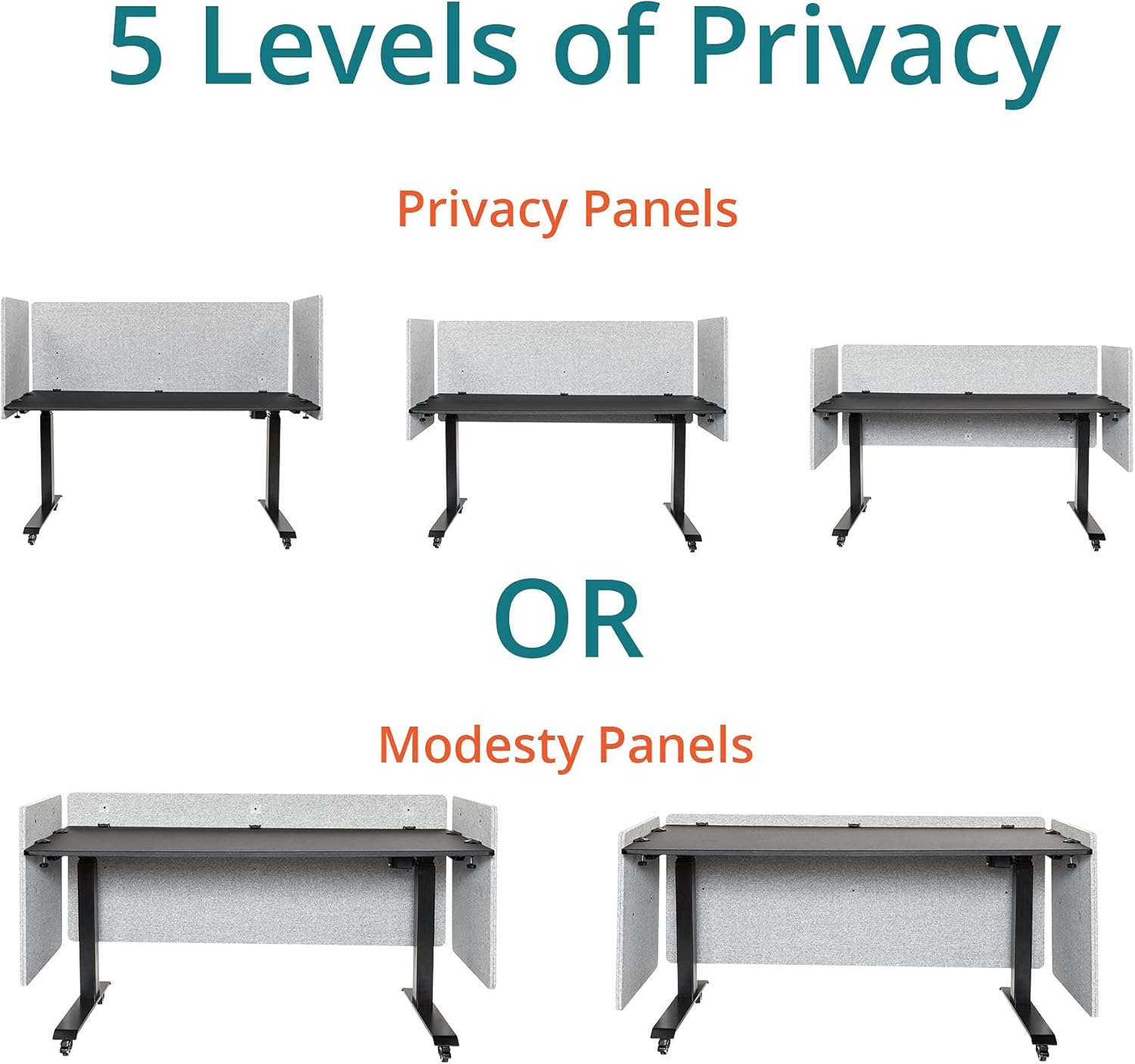 Stand Up Desk Store ReFocus Clamp-on Acoustic Desk Divider Privacy Panel That Reduces Noise and Visual Distractions (Cool Gray, 47.25" X 23.6")