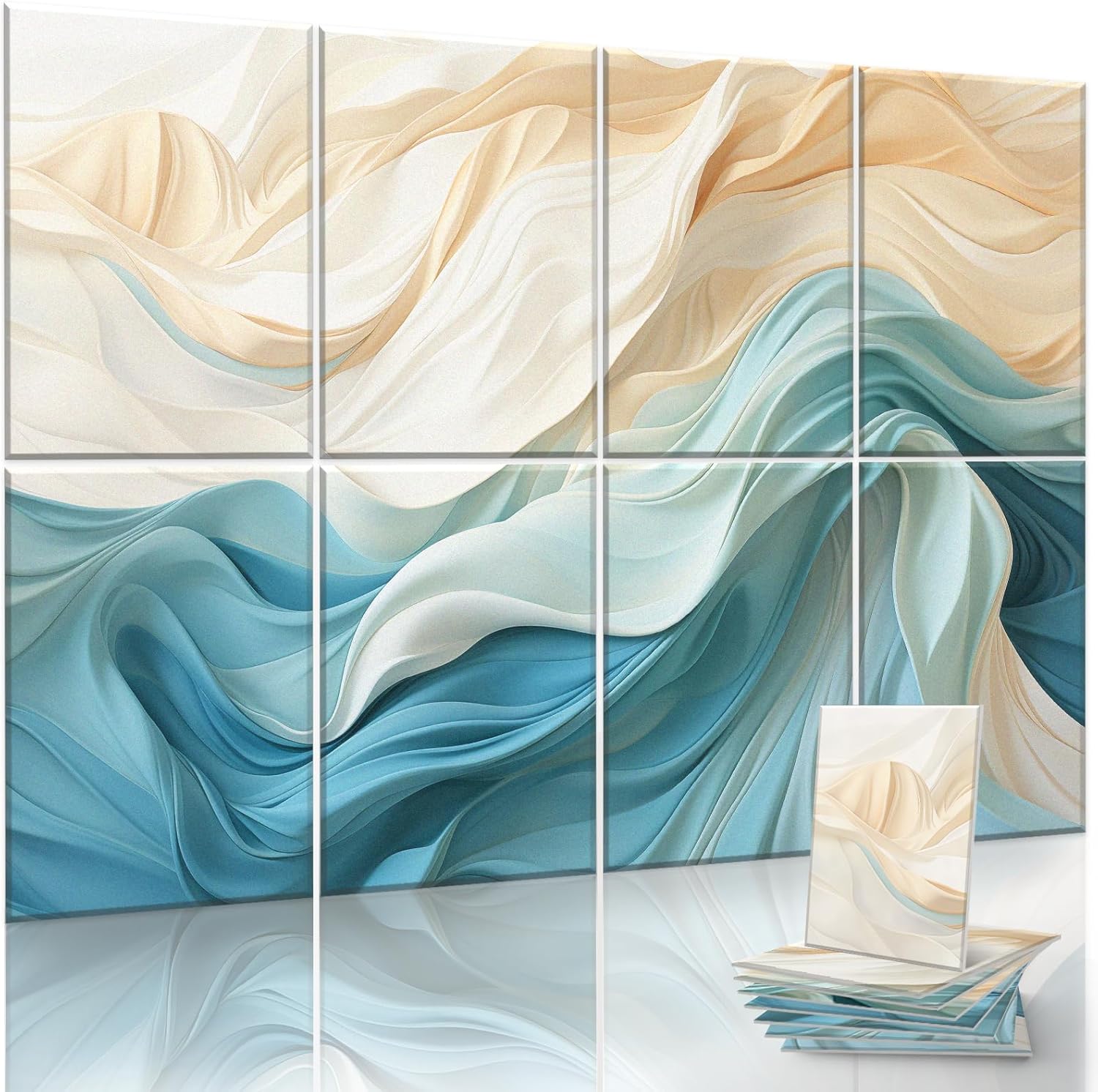 8-Pack Art Acoustic Wall Panels 48x32 Inches Acoustic Treatment Panels- Decorative Soundproof Wall Panels for Studios, Offices, Home, Included Nano Glue Stickers