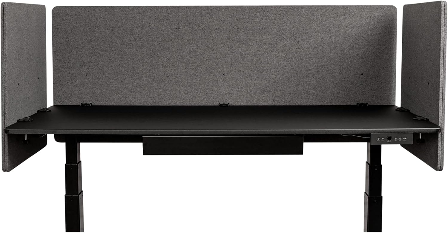 Stand Up Desk Store ReFocus Clamp-on Acoustic Desk Divider Privacy Panel That Reduces Noise and Visual Distractions (Cool Gray, 47.25" X 23.6")