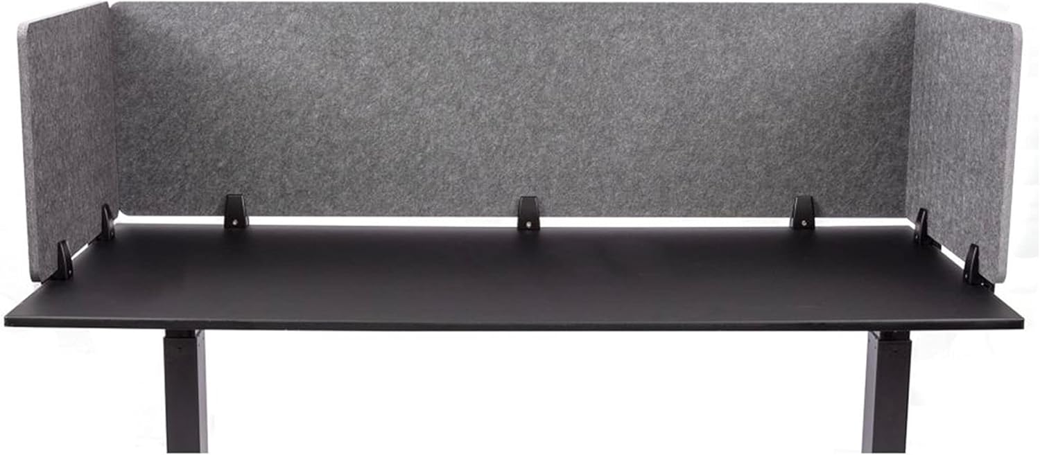 Stand Up Desk Store ReFocus Raw Clamp-On Acoustic Desk Divider Mounted Privacy Panel to Reduce Noise and Visual Distractions (Castle Gray, 47.25" x 16")