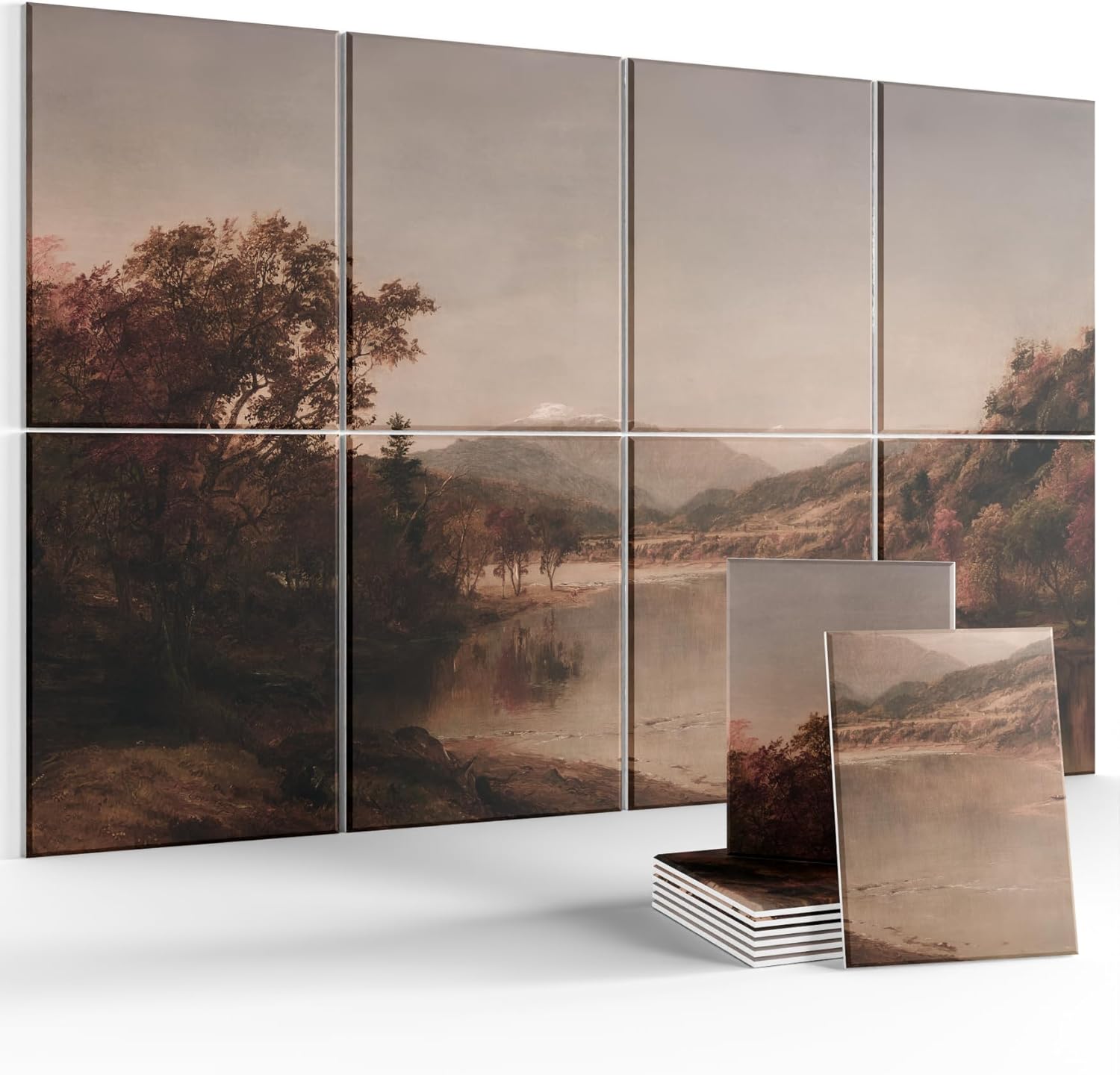 Wall Art Acoustic Panels,47''X31''Sound Absorbing Panels-8-Pack with 50 Adhesive Tabs, Decorative Sound Absorbing Panels for Living Room and Recording Studio, Offices-Champ Fleuri