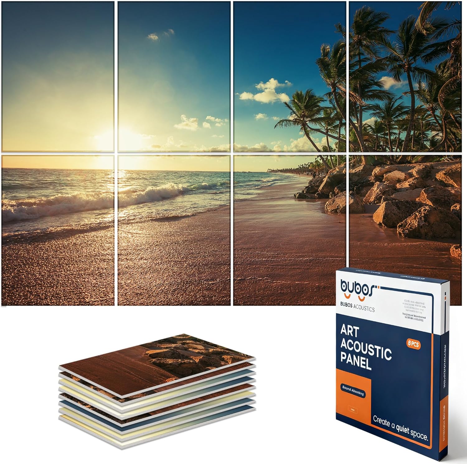 BUBOS 6 Pack Self-Adhesive Acoustic Wall Panels,70.8" x 47.2" Sound Panels Noise Reducing for Wall,Decorative Acoustic Panel Sound Absorbing,Sound Proofing Panel for Studio, Home,Office(Foggy Forest)