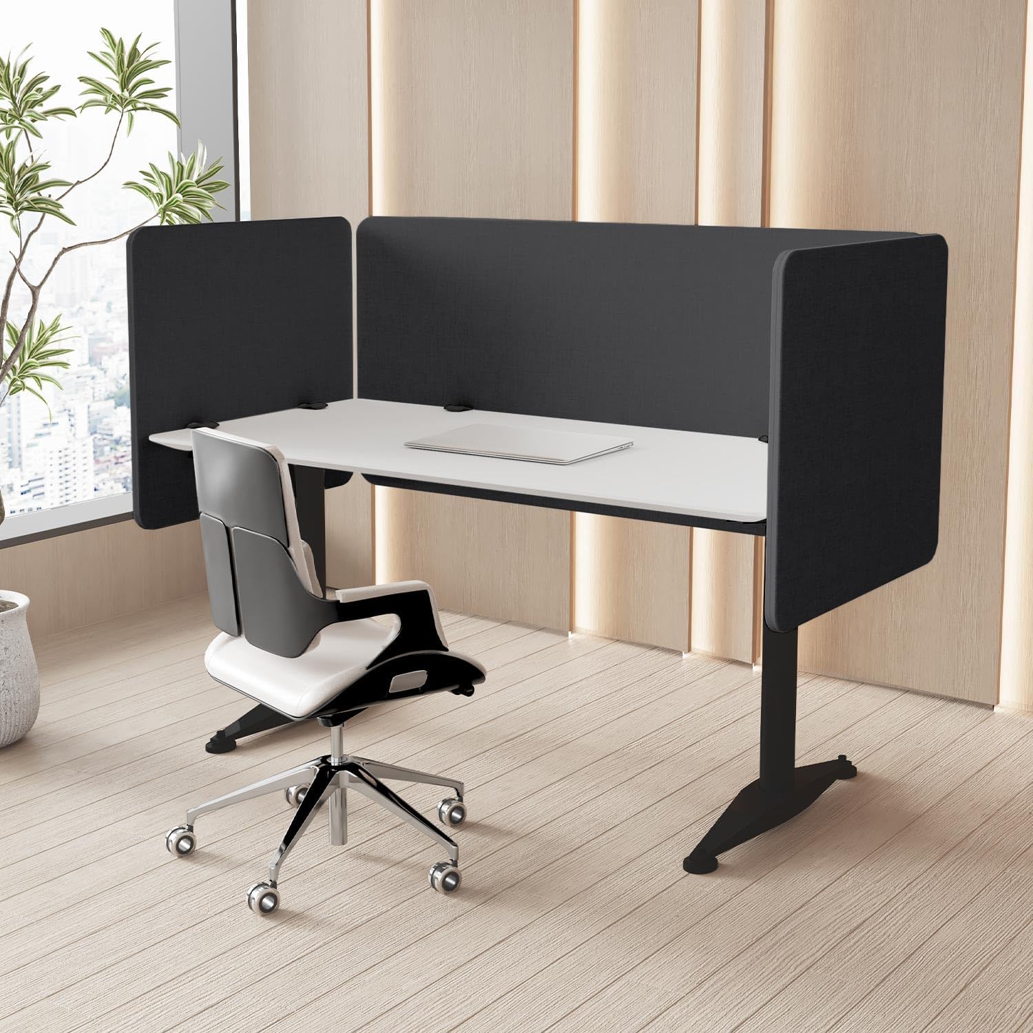 47.2" Privacy Desk Divider Panel, Acoustic Divider Panels for Office, Clamp-on Cubicle Office Room Dividers, Easy Assemble, Light Grey