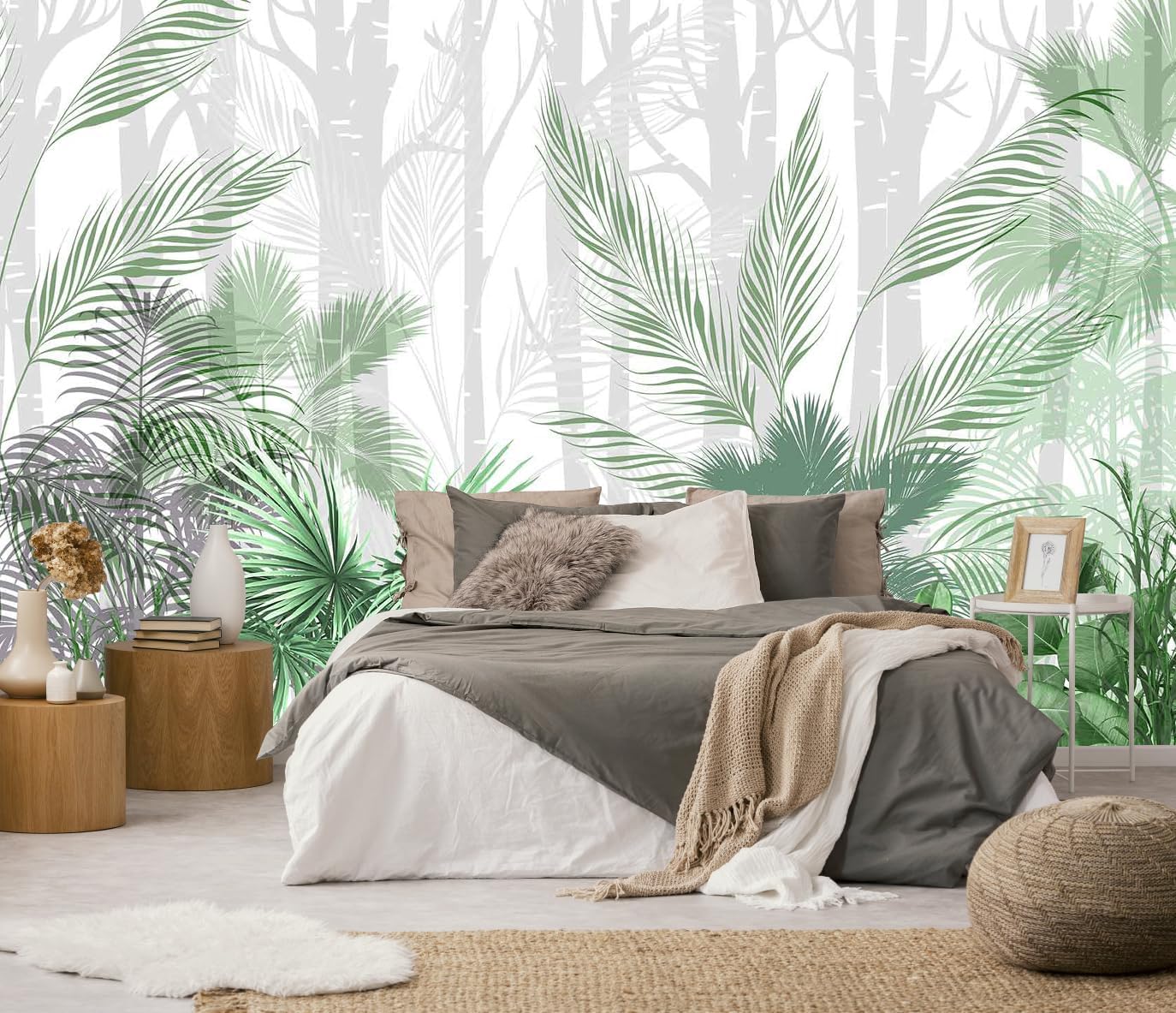 3D Wallpaper Illustration Beige Background Large White Abstract Gold Leaf Flower for Living Room Bedroom Backdrop Decoration（Non-self-Adhesive）