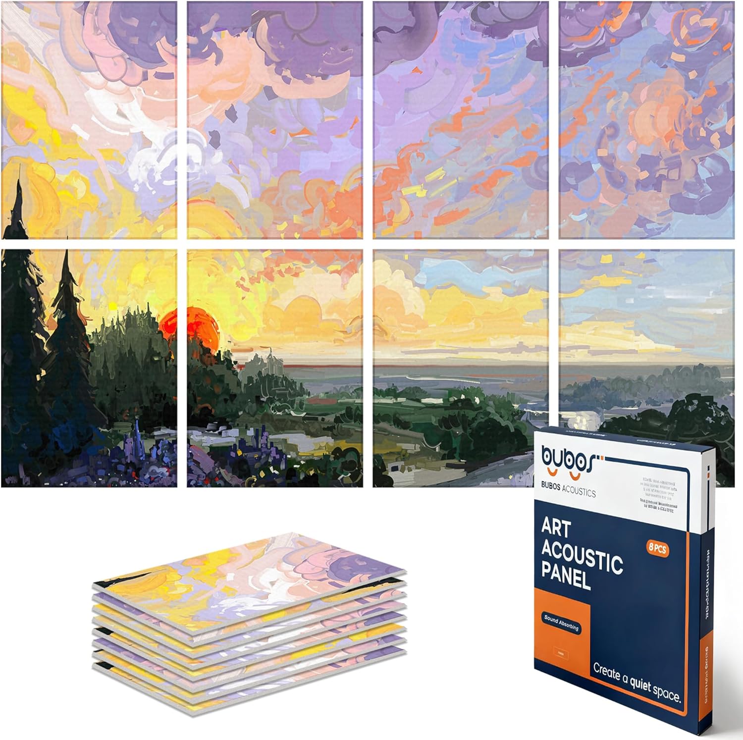 BUBOS 6 Pack Self-Adhesive Acoustic Wall Panels,70.8" x 47.2" Sound Panels Noise Reducing for Wall,Decorative Acoustic Panel Sound Absorbing,Sound Proofing Panel for Studio, Home,Office(Foggy Forest)