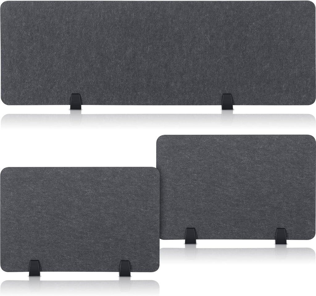 Yaomiao 3 Pcs Acoustic Desk Divider Soundproof Desk Privacy Panel Freestanding Desk Partitions Sound Absorbing for Students Office Reduce Noise Visual Distractions (Dark Gray,60 x 16", 24 x 16")