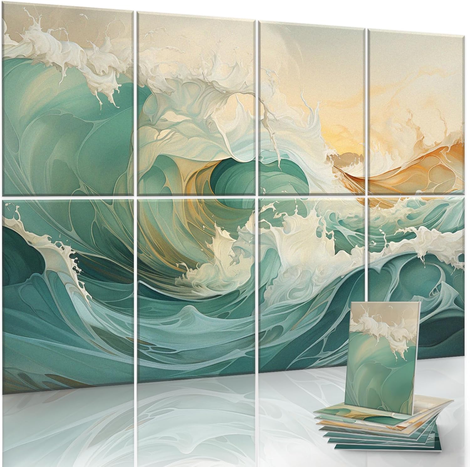 8-Pack Art Acoustic Wall Panels 48x32 Inches Acoustic Treatment Panels- Decorative Soundproof Wall Panels for Studios, Offices, Home, Included Nano Glue Stickers