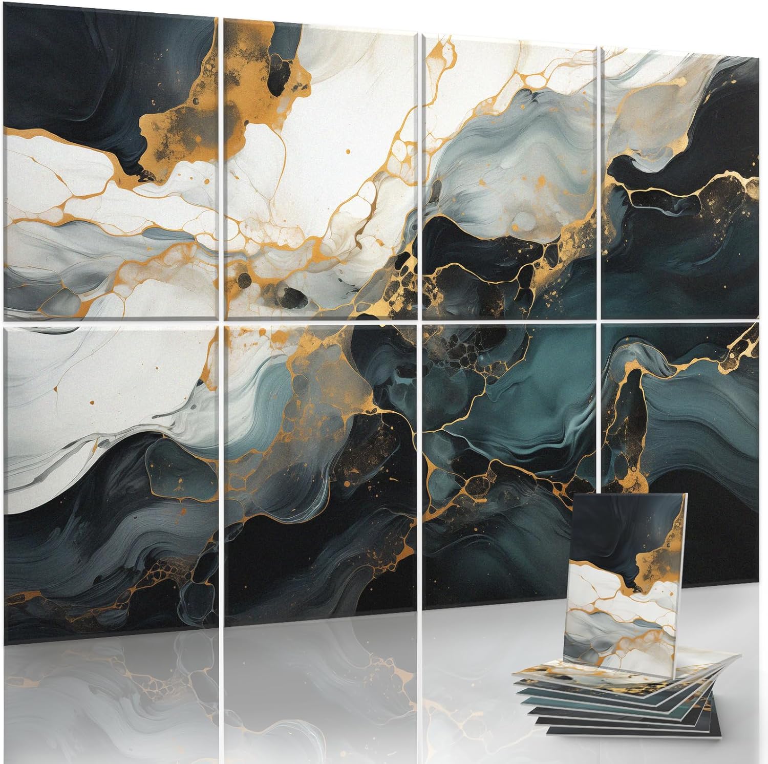 8-Pack Art Acoustic Wall Panels 48x32 Inches Acoustic Treatment Panels- Decorative Soundproof Wall Panels for Studios, Offices, Home, Included Nano Glue Stickers