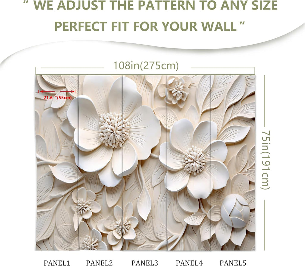 3D Relief Floral Wall Mural Wallpaper for Living Room Bedroom (Not Peel n' Stick)