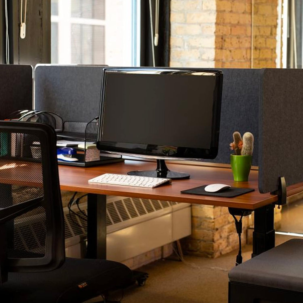 Stand Up Desk Store ReFocus Raw Clamp-On Acoustic Desk Divider Mounted Privacy Panel to Reduce Noise and Visual Distractions (Anthracite Gray, 47.25" x 16")