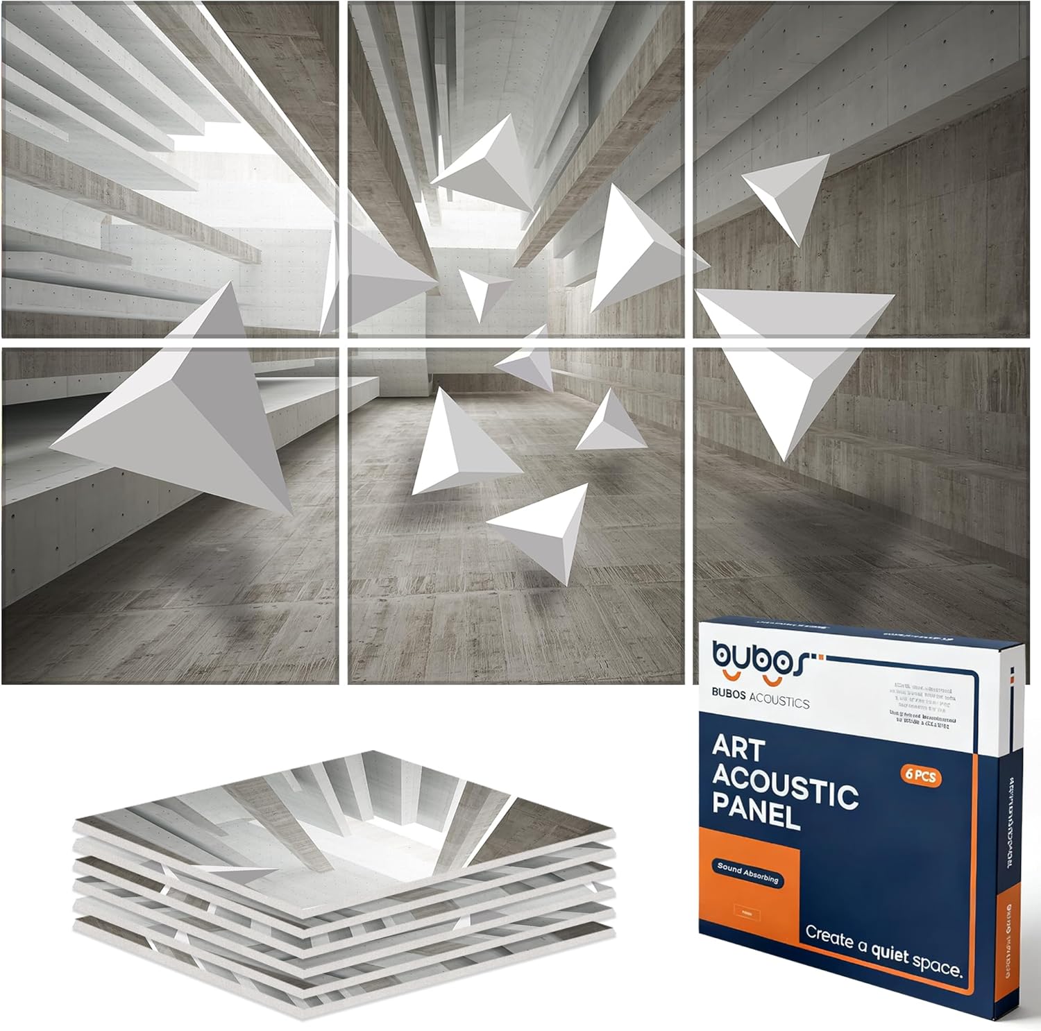 BUBOS 6 Pack Self-Adhesive Acoustic Wall Panels,70.8" x 47.2" Sound Panels Noise Reducing for Wall,Decorative Acoustic Panel Sound Absorbing,Sound Proofing Panel for Studio, Home,Office(Foggy Forest)