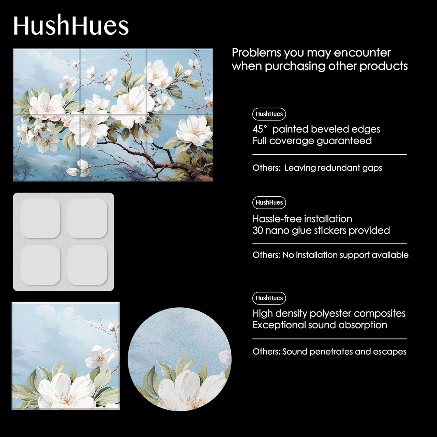 6-Pack Art Acoustic Panels 72x48 Inches Large Decorative Acoustic Panels, Sound Absorbing Wall Art for Home, Office, and Studio Noise Reduction