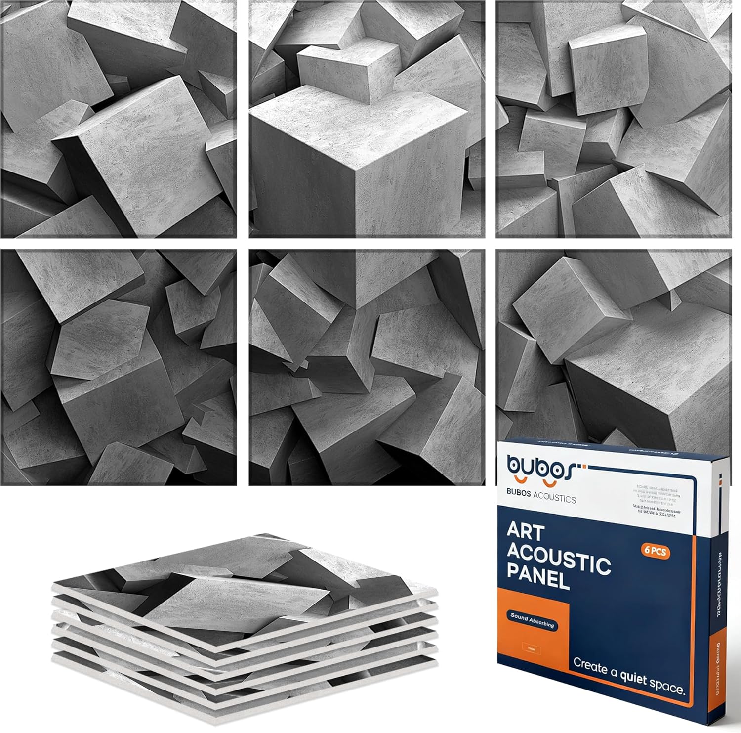 BUBOS 6 Pack Self-Adhesive Acoustic Wall Panels,70.8" x 47.2" Sound Panels Noise Reducing for Wall,Decorative Acoustic Panel Sound Absorbing,Sound Proofing Panel for Studio, Home,Office(Foggy Forest)
