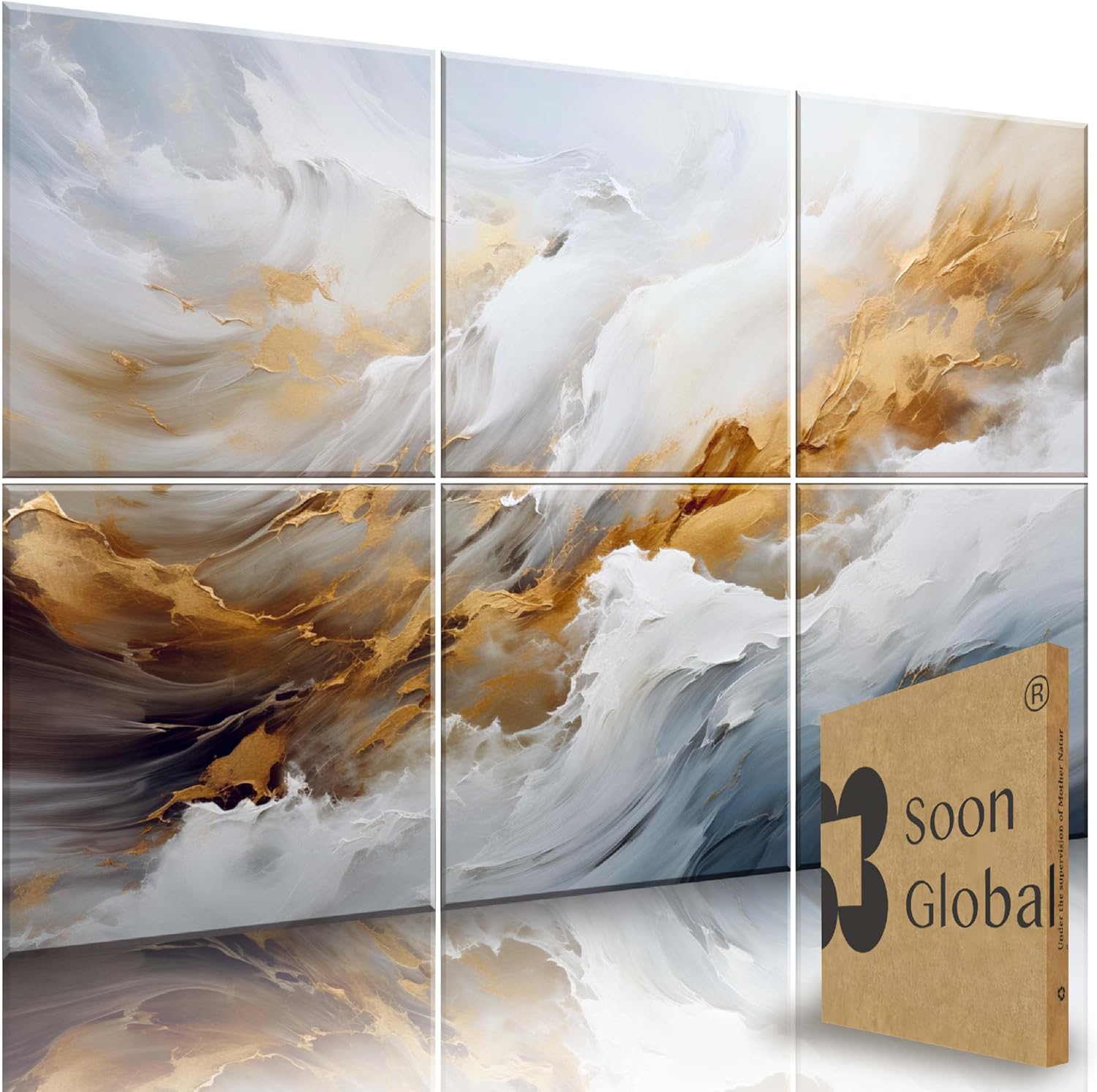 Acoustical Wall Panels, 6-Piece 23.62 X 23.62 Inches Art Acoustic Panels, Decorative Acoustic Panels, Acoustic Wall Panels, Sound Absorbing Wall Art, Arcadian Vortex