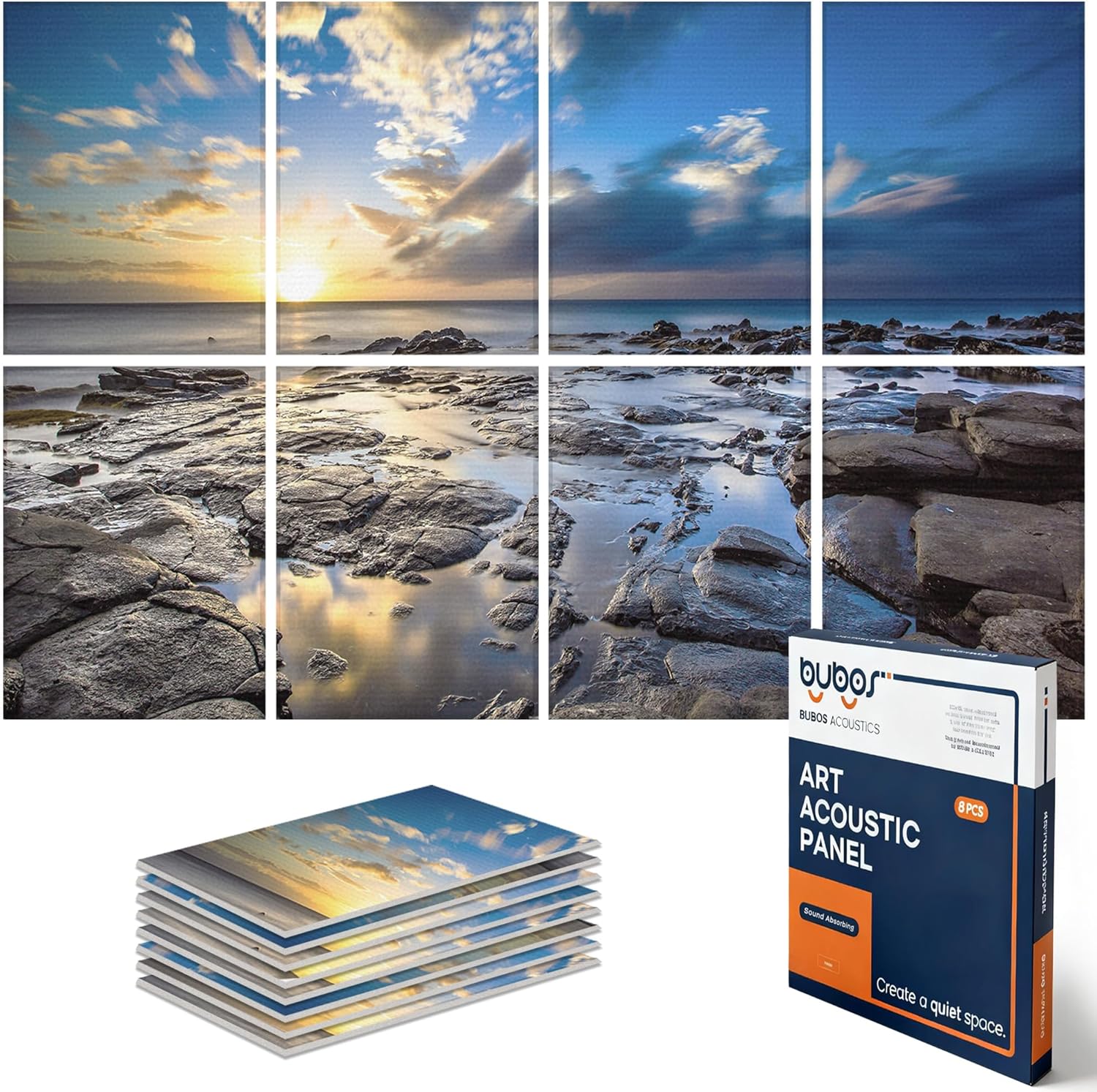 BUBOS 6 Pack Self-Adhesive Acoustic Wall Panels,70.8" x 47.2" Sound Panels Noise Reducing for Wall,Decorative Acoustic Panel Sound Absorbing,Sound Proofing Panel for Studio, Home,Office(Foggy Forest)