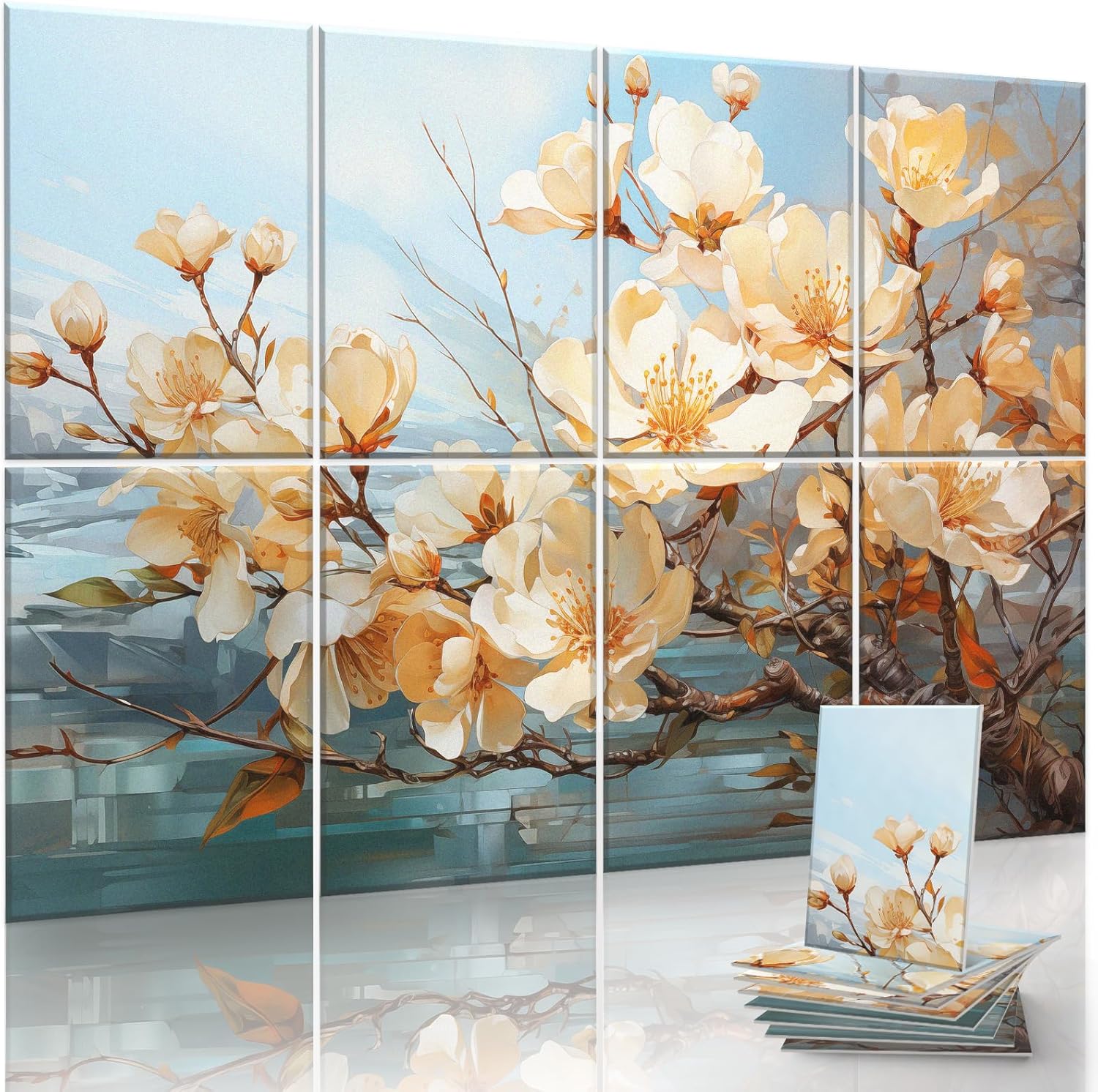 8-Pack Art Acoustic Wall Panels 48x32 Inches Acoustic Treatment Panels- Decorative Soundproof Wall Panels for Studios, Offices, Home, Included Nano Glue Stickers