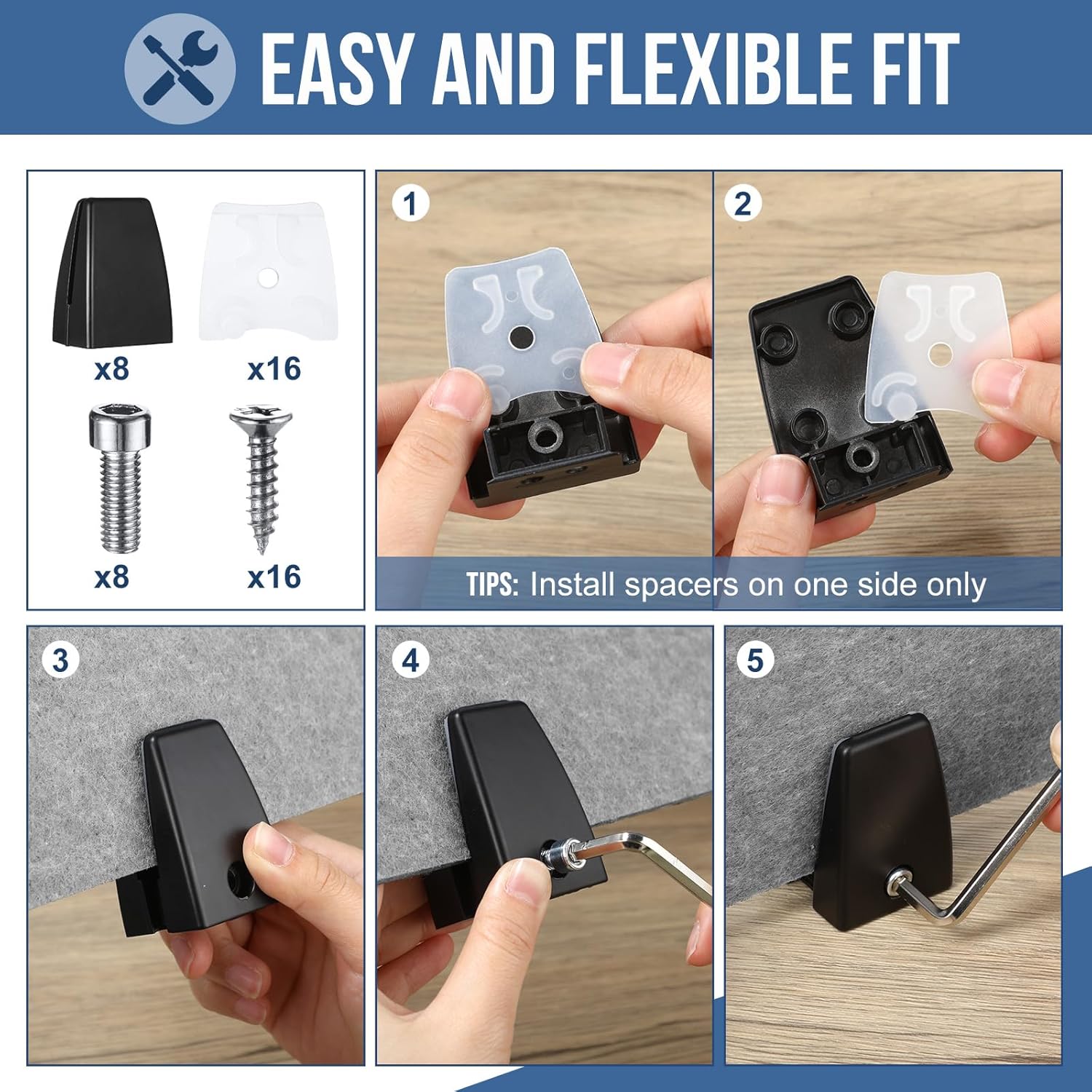 Yaomiao 4 Pack Acoustic Desk Divider Soundproof Desk Privacy Panel Freestanding Partitions Sound Absorbing Divider for Office Reduce Noise and Visual Distractions 47.3" x 16"(Light Gray)