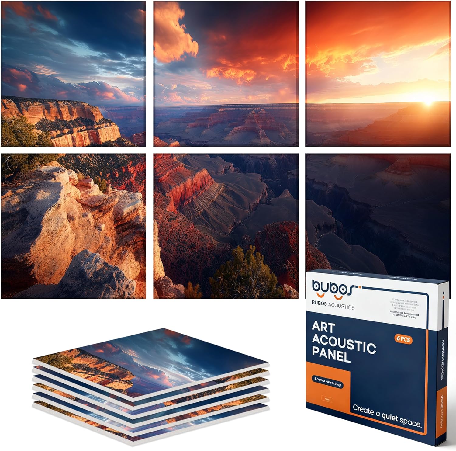 BUBOS 6 Pack Self-Adhesive Acoustic Wall Panels,70.8" x 47.2" Sound Panels Noise Reducing for Wall,Decorative Acoustic Panel Sound Absorbing,Sound Proofing Panel for Studio, Home,Office(Foggy Forest)