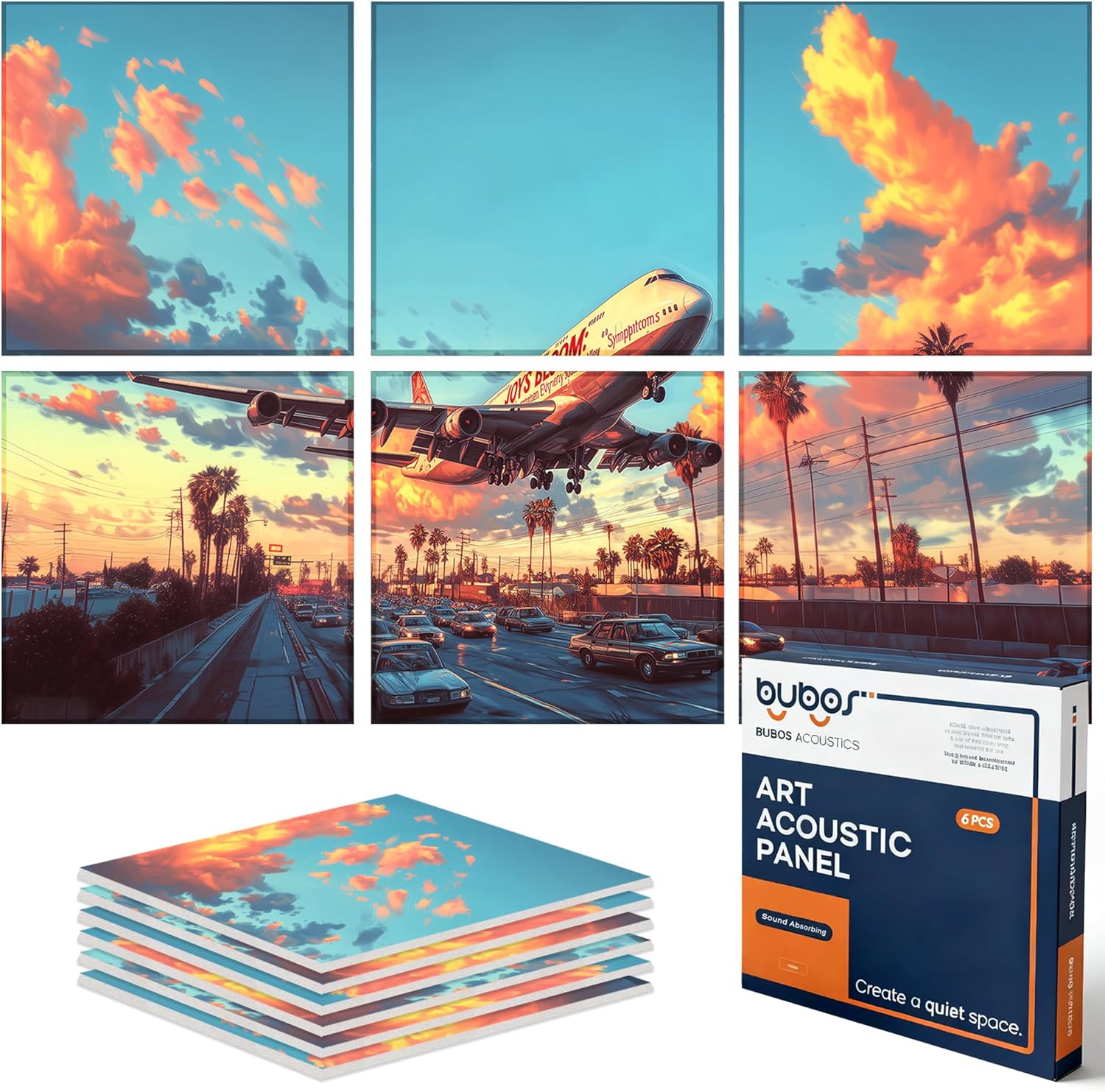 BUBOS 6 Pack Self-Adhesive Acoustic Wall Panels,70.8" x 47.2" Sound Panels Noise Reducing for Wall,Decorative Acoustic Panel Sound Absorbing,Sound Proofing Panel for Studio, Home,Office(Foggy Forest)