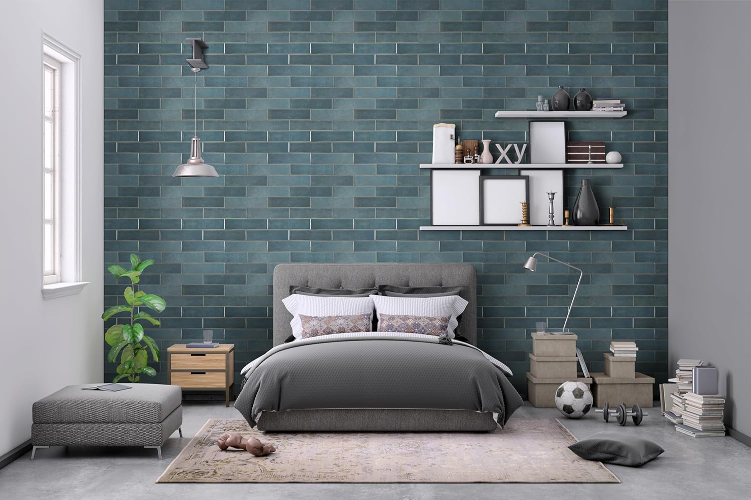 MSI Renzo Denim 3 Inch x 12 Inch Glossy Ceramic Subway Tile for Bathroom, Kitchen Backsplash, Accent Wall, and Shower