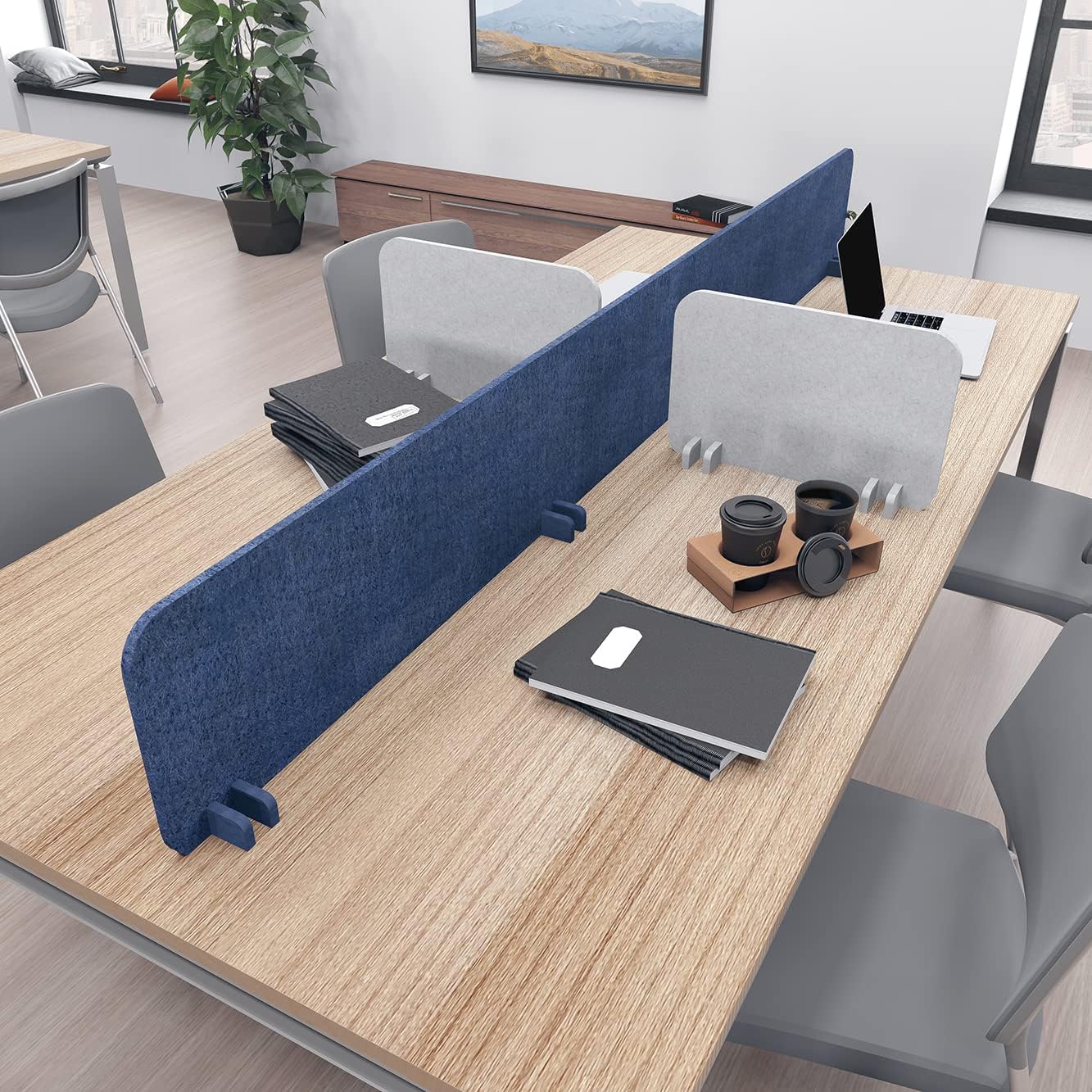 Escape 12" Freestanding Desk Divider | Eco-Friendly Acoustic Privacy Screen | Noise Reducing Desk Partition | 35" Wide | Orange