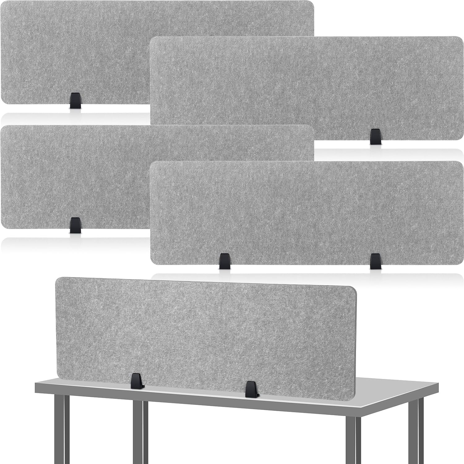 Yaomiao 4 Pack Acoustic Desk Divider Soundproof Desk Privacy Panel Freestanding Partitions Sound Absorbing Divider for Office Reduce Noise and Visual Distractions 47.3" x 16"(Light Gray)