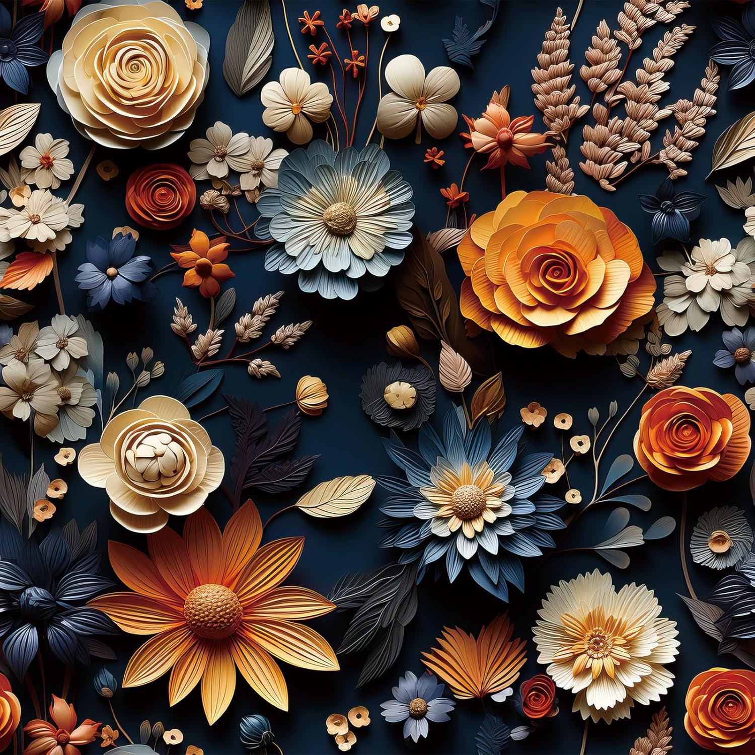 FunStick 17.5"x354" Cream White Peel and Stick Wallpaper Faux 3D Embossed Floral Wallpaper Self Adhesive Wallpapers for Bedroom Living Room Wall Panels White Floral Contact Paper for Walls Cabinets