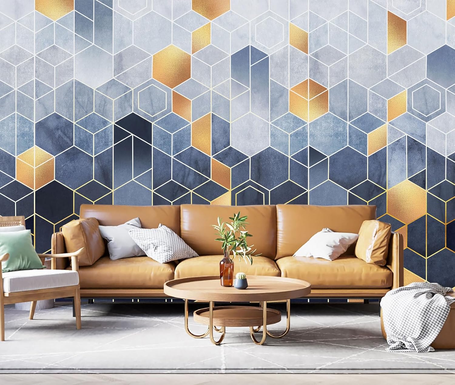Black and Gold 3D Wallpaper Bedroom Abstract Geometric Squares Background Wall Mural for Living Room Office（Not Peel and Stick）