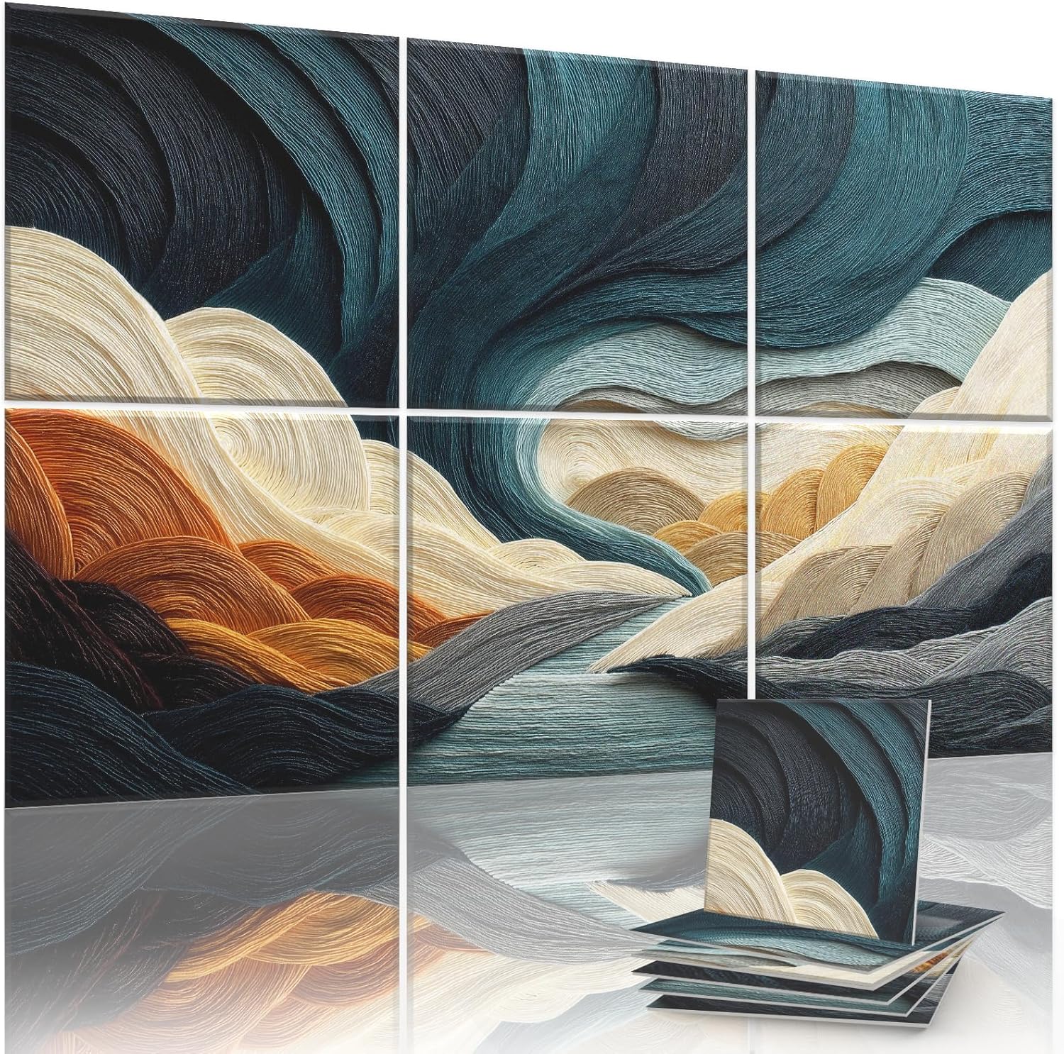 8-Pack Art Acoustic Panels Sound Absorbing Panels, 48x32 Inch Decorative Acoustic Panels, Sound Absorbing Wall Art with Nano Glue for Recording and Home Studio, Office,Conference