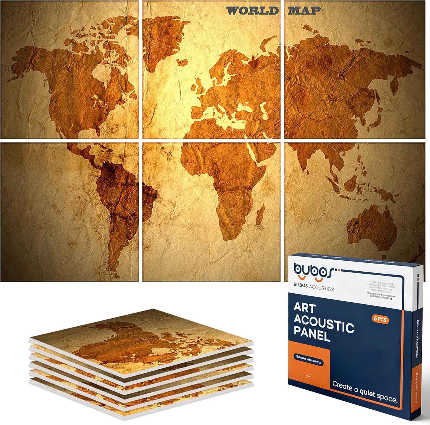 BUBOS 6 Pack Self-Adhesive Acoustic Wall Panels,70.8" x 47.2" Sound Panels Noise Reducing for Wall,Decorative Acoustic Panel Sound Absorbing,Sound Proofing Panel for Studio, Home,Office(Foggy Forest)