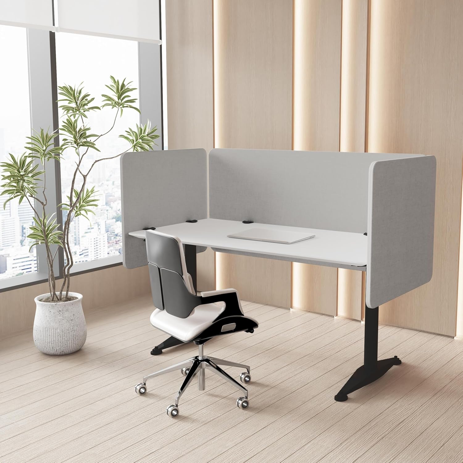 47.2" Privacy Desk Divider Panel, Acoustic Divider Panels for Office, Clamp-on Cubicle Office Room Dividers, Easy Assemble, Light Grey